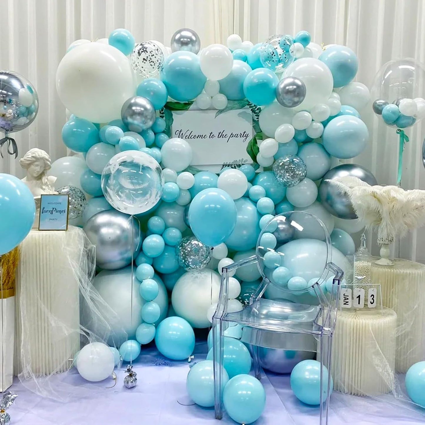 90pack Teal Balloons Different Size 18/12/10/5 Inch Teal Balloon Garland Arch Kit for Graduation, Wedding, Birthday, Baby Shower, Anniversary Party Decorations