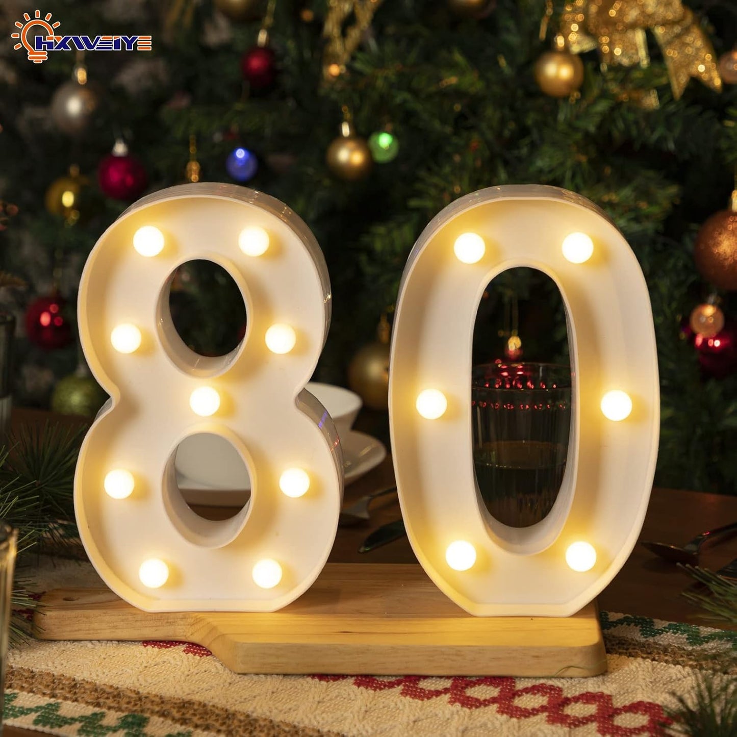 HXWEIYE Light Up Numbers-8, LED Marquee Number Lights Sign 26 Alphabet and 10 Number Big Lights Led Letters for Party Birthday Bar Battery Powered Christmas Decor Letter Lights (Warm White)
