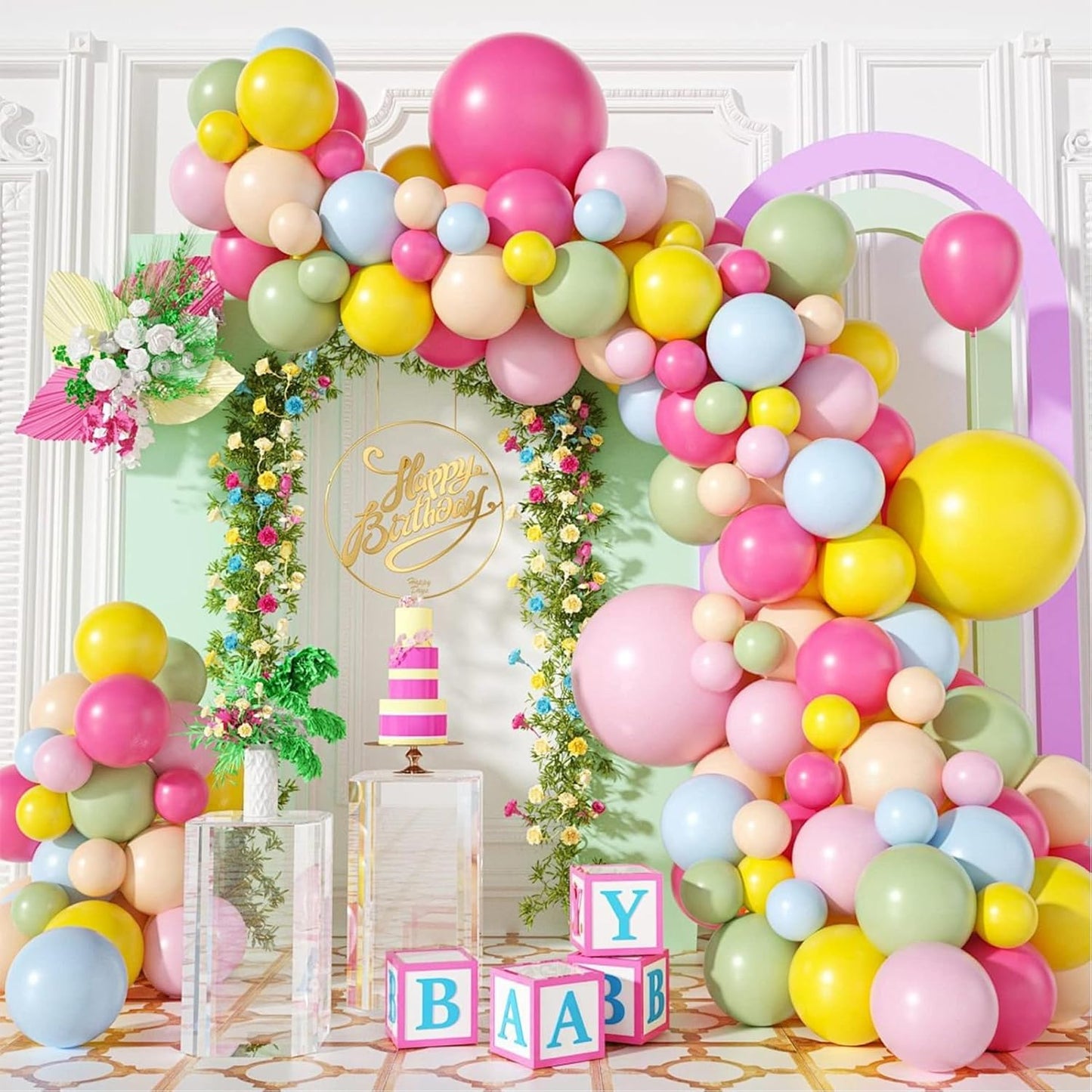 Balloon Arch Kit - Bendable 8.2FT & 6FT Balloon Arch Stand with Base and Manual Pump, Versatile Half Arch Balloon Stand for Birthday, Wedding, Baby Shower, Holiday, and Graduation Party Decorations