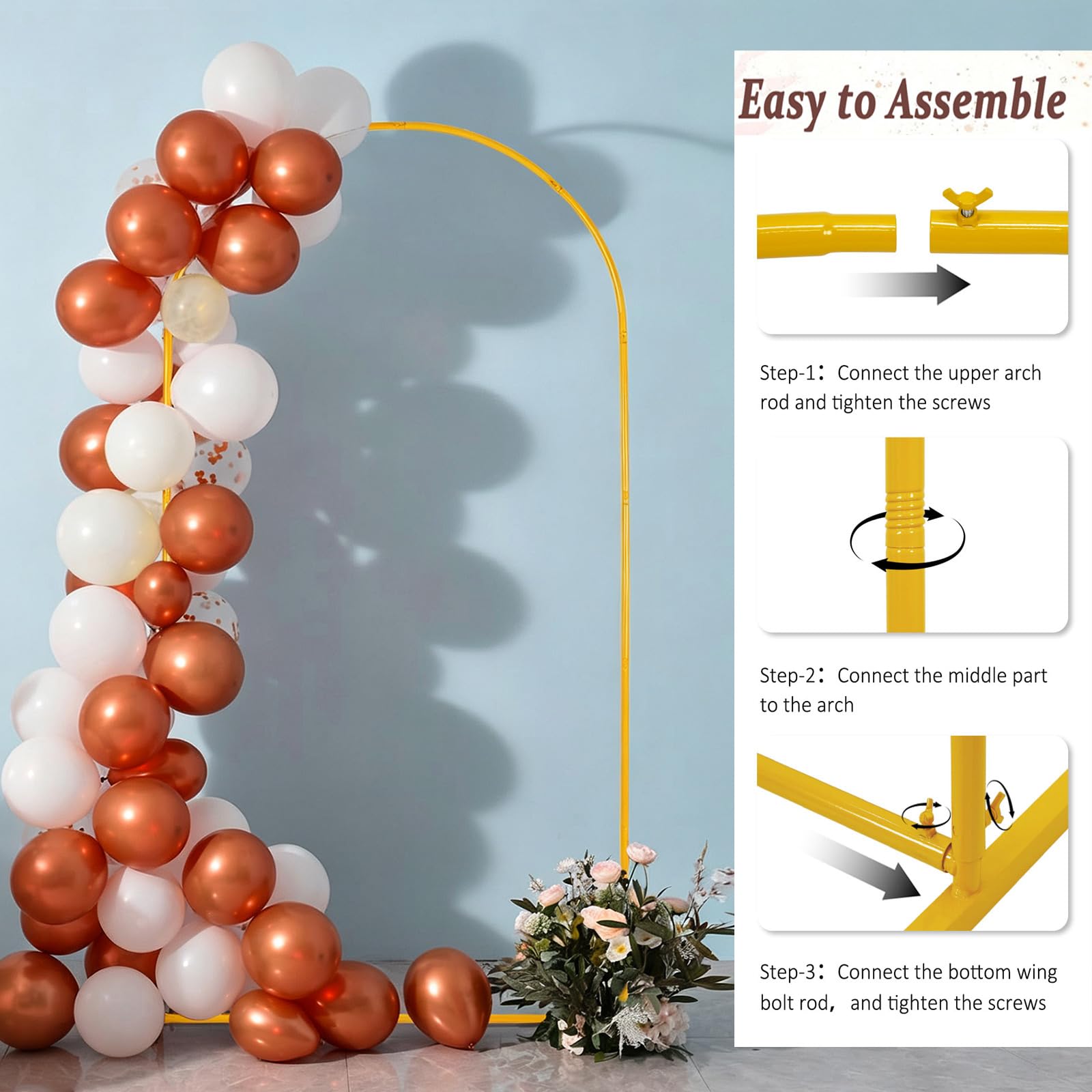 6.6FT Metal Wedding Arch Backdrop Stand for Party Balloon Arch Stand