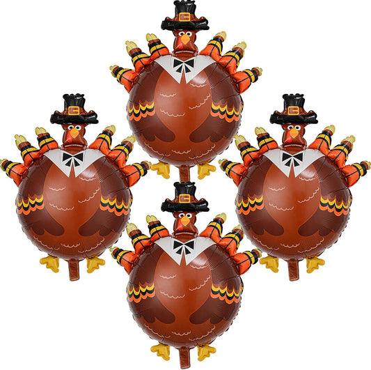 Turkey Balloon Thanksgiving Balloons Fall Balloon Decorations Turkey Balloons for Thanksgiving Themed Party Fall Harvest Party Birthday Party Supplies 4 Pcs