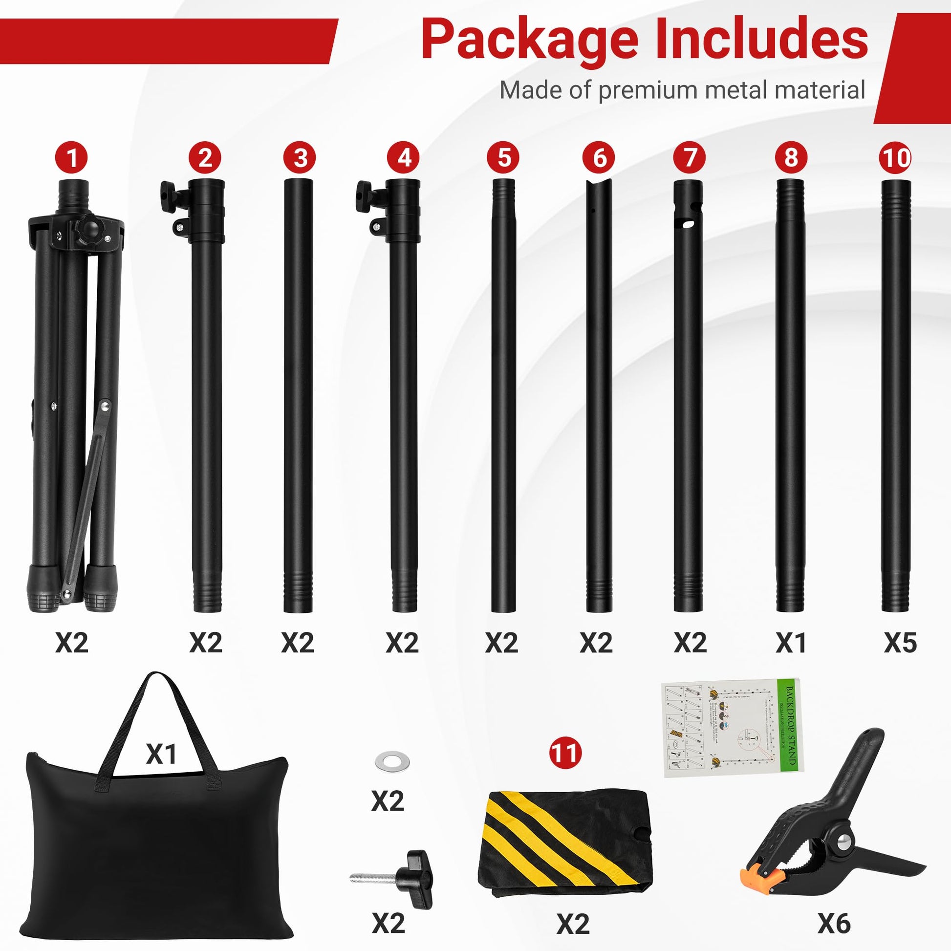 Backdrop Stand, Adjustable 10x7.5 FT Background Stand Backdrop for Parties, Photo Video Studio