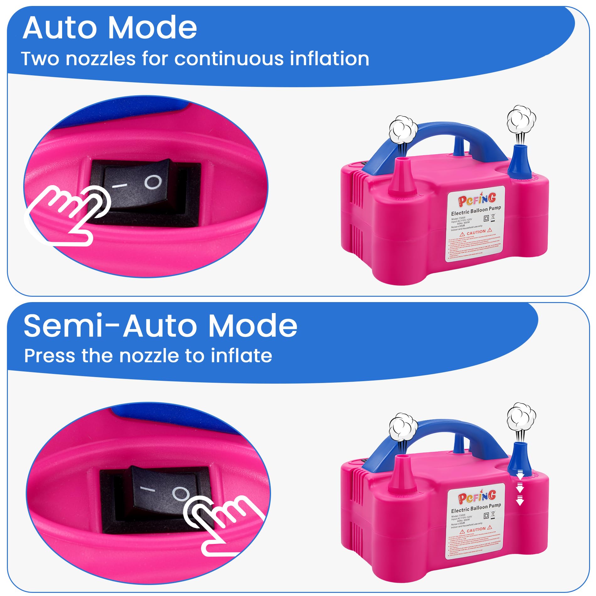 PCFING Balloon Pump Electric, Portable Balloons Inflator Blower Machine with Balloon Tie Tool &