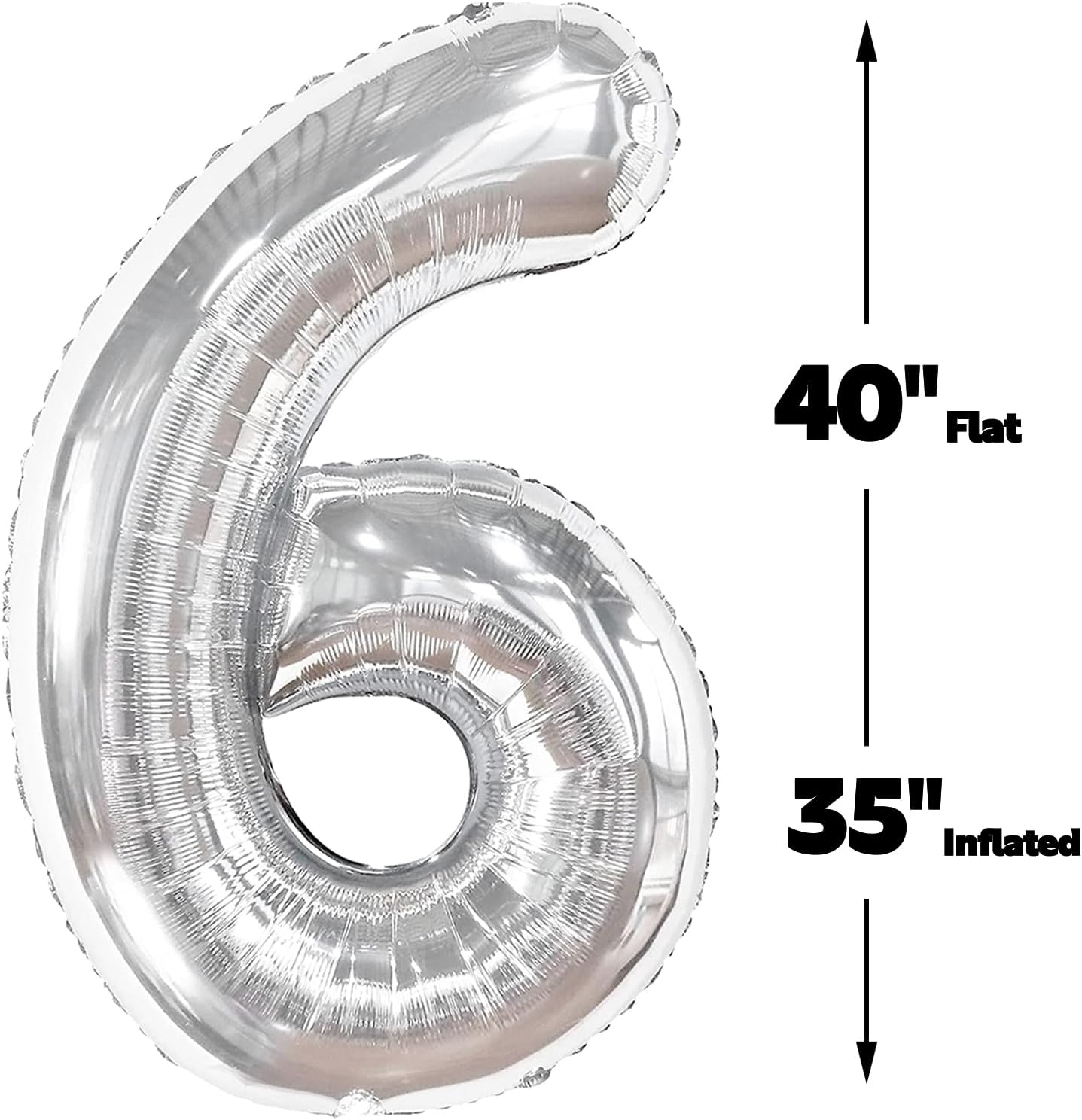 40 Inch Silver Mylar Foil Number 16 Birthday Balloon, Digital Balloons for 16 Boy Girl Party Decorations Supplies, Big Helium Balloon Numbers for 61 Men Women Anniversary