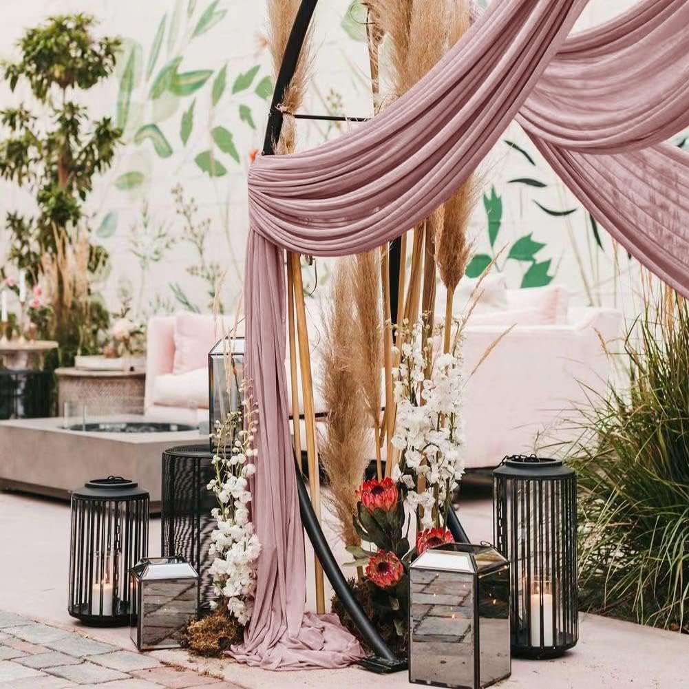 Wedding Arch Draping Fabric 2 Panels 30'' x 18FT Dusty Rose Sheer Chiffon Arch Drapery for Photo Booth Bridal Shower Baby Shower Church Decor Newborn Photography Christening Outdoor Party
