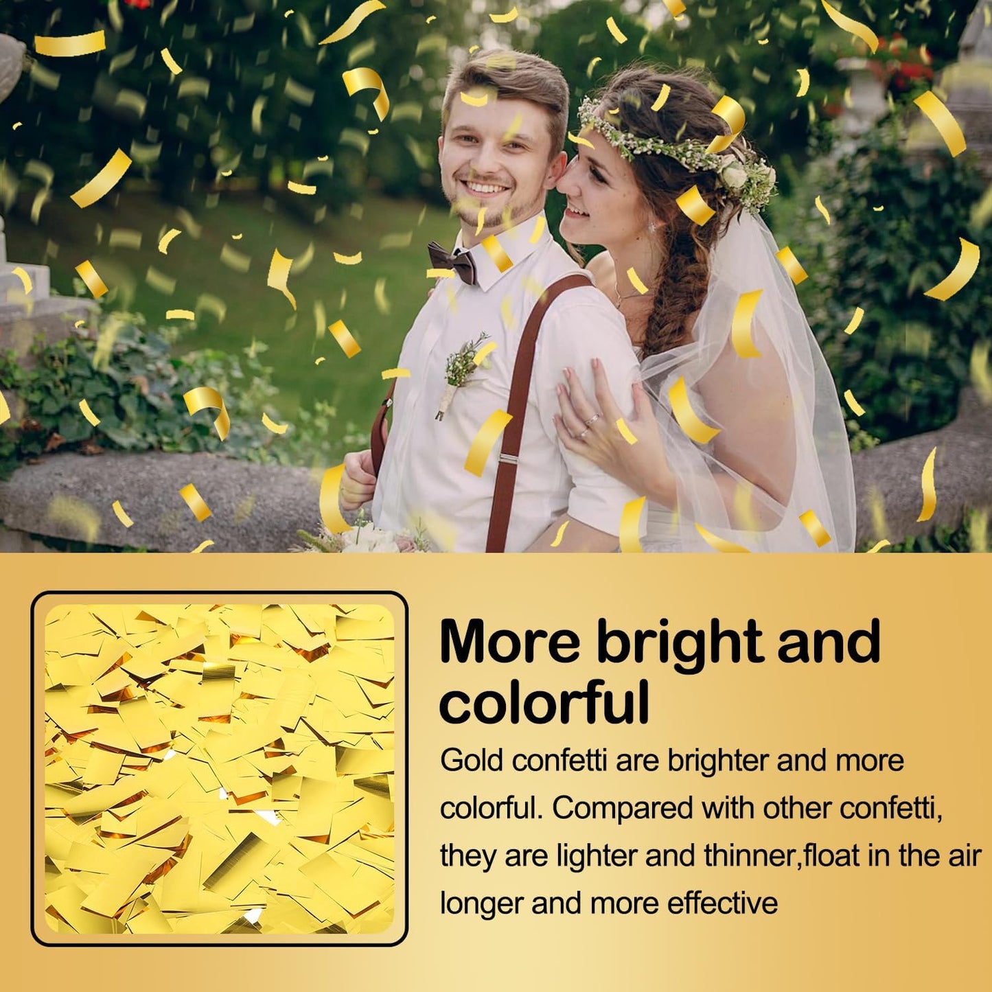 6 Pack Gold Confetti Cannon, Confetti Poppers,12 Inch Party Poppers Shooters for Birthdays, Graduation Celebration,Weddings, New Year's Eve, Christmas and Any Celebrations