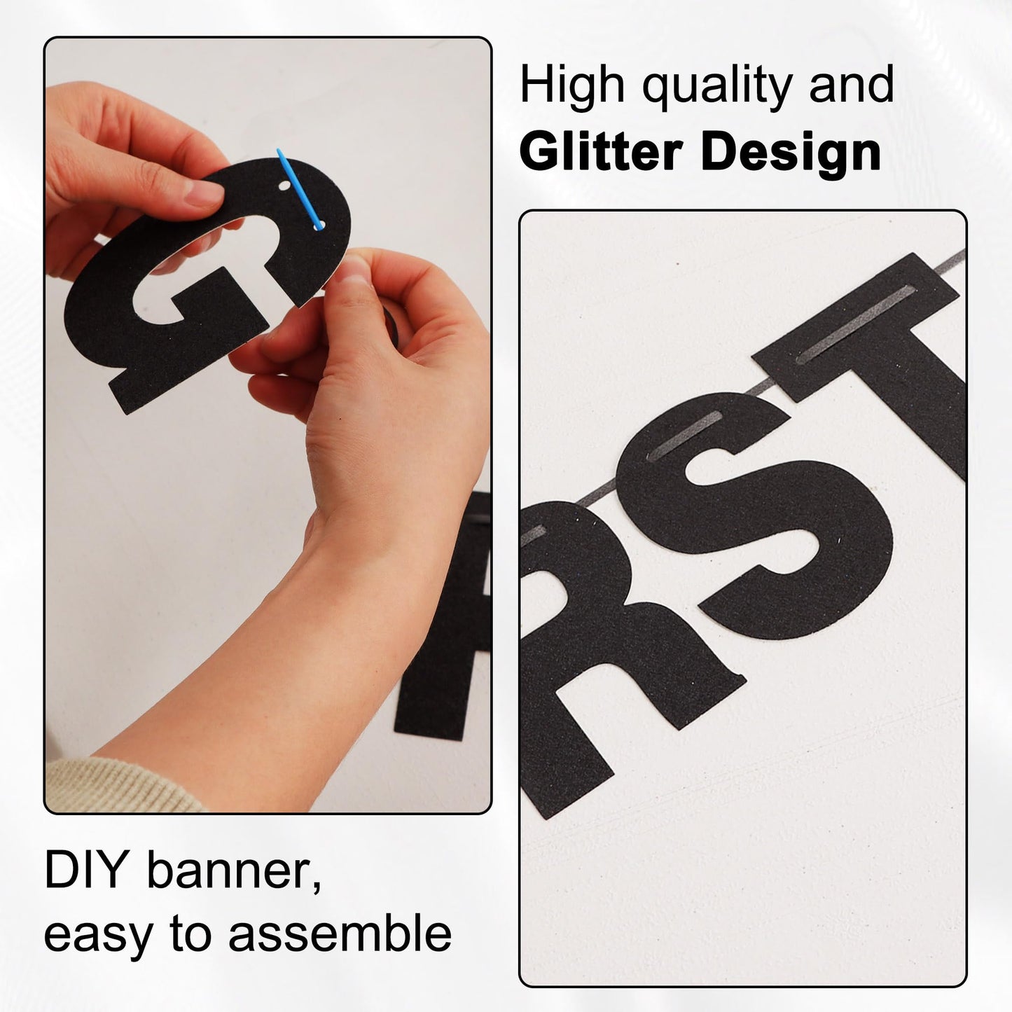 BEISHIDA Glitter Black 116 PCS A-Z DIY Letter Custom Banner Party Decor
