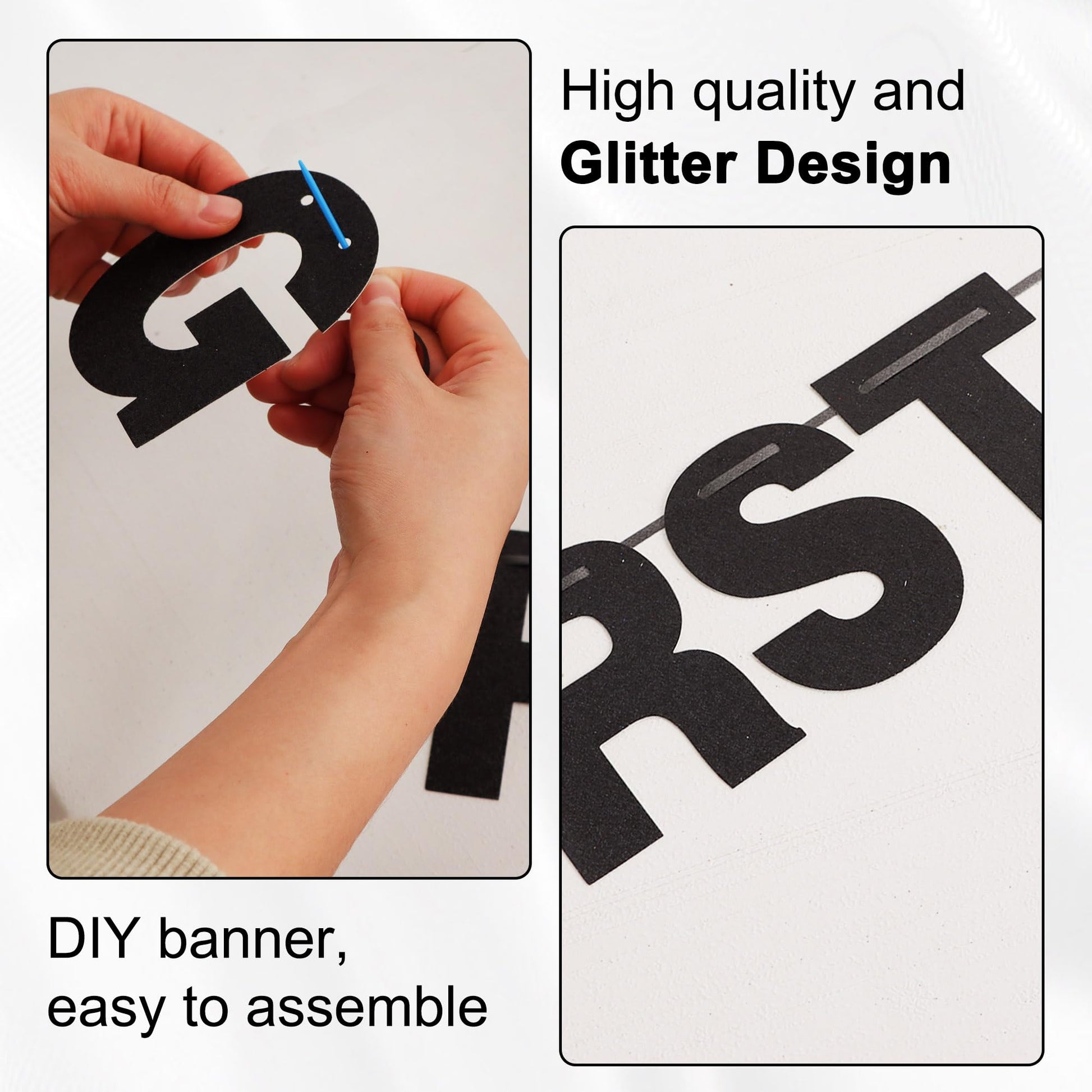 BEISHIDA Glitter Black 116 PCS A-Z DIY Letter Custom Banner Party Decor