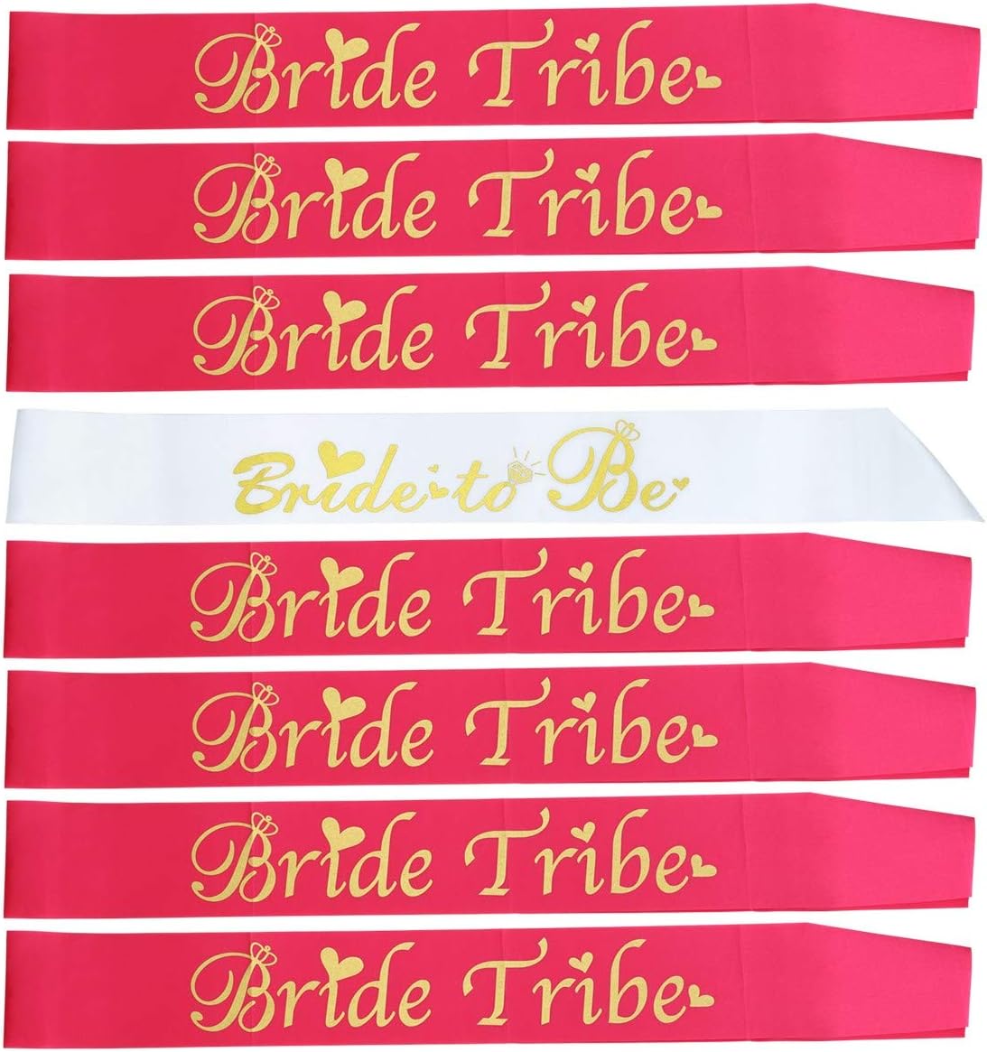 Bride Tribe Bridesmaids Sashes Sets Bachelorette Party Decorations Supplies Bridal Shower Favors Gift (Hot Pink, 8 Pcs Sash)