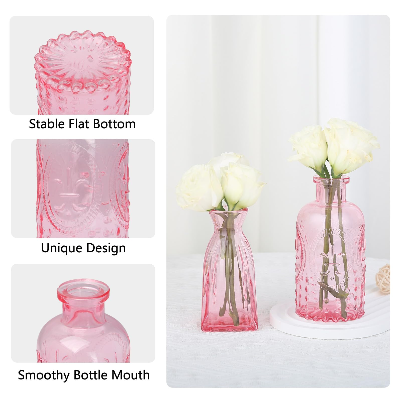 RUCKAE 12 Pack Glass Bud Vases Mini Flower Vase Small Vintage Vases for Centerpiece Table Wedding