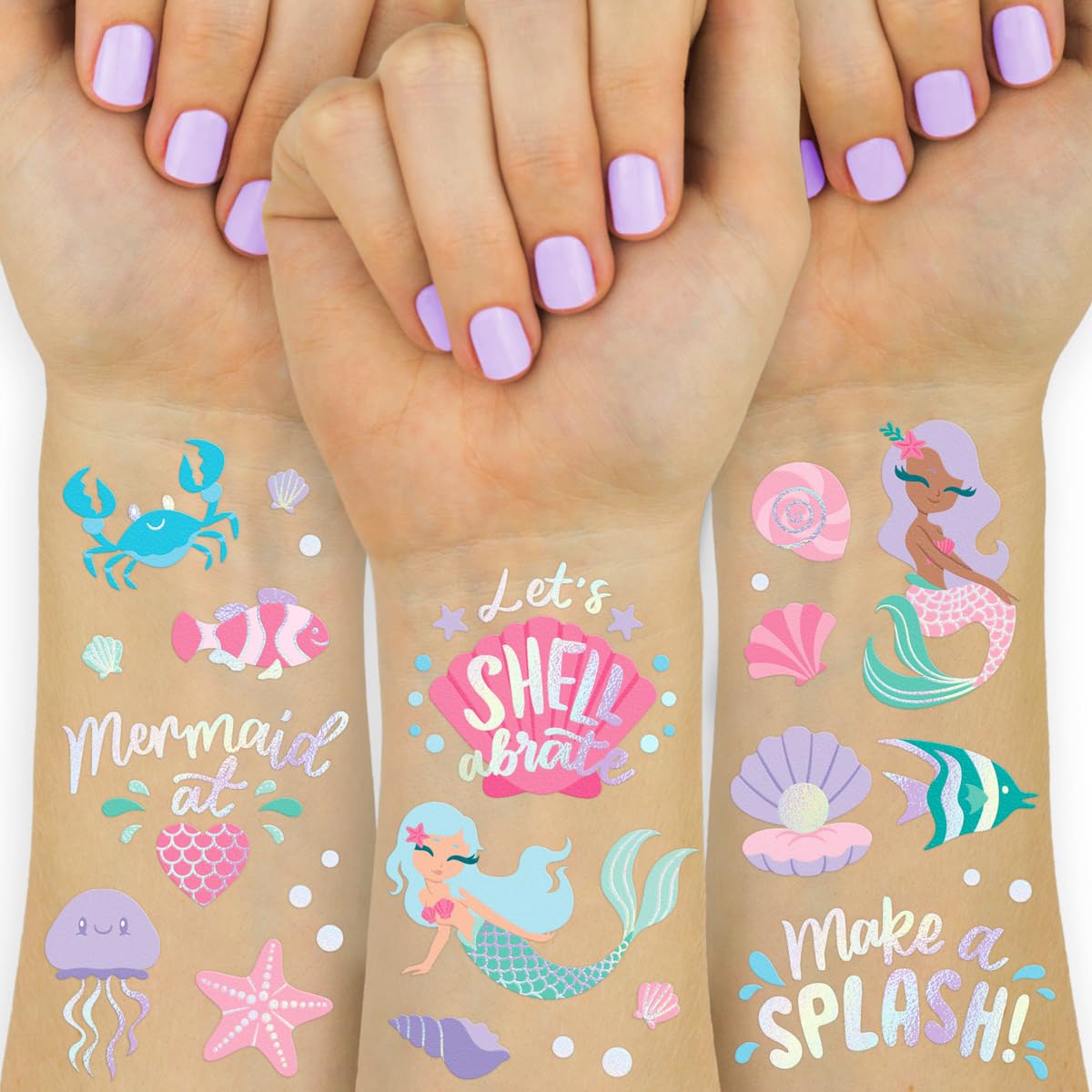 xo, Fetti 112 Mermaid Temporary Tattoos | Kids Party Under The Sea Ocean