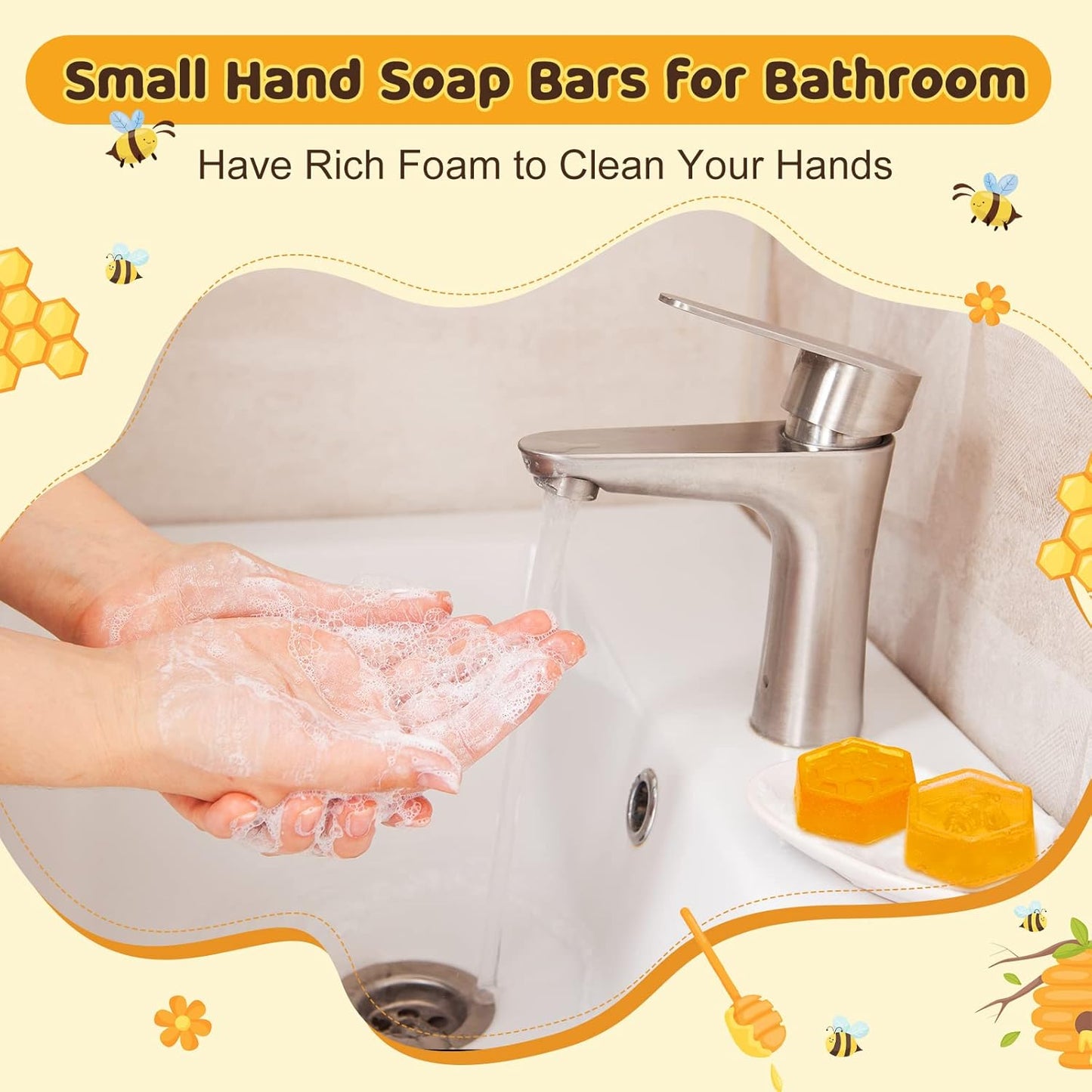 24 Set Baby Shower Favors Bee Party Favors Including Honeycomb Soap with Thank You Card Gift Honey Soap for Guest Gender Reveal Honey Gift Birthday Party Decorations (Yellow)