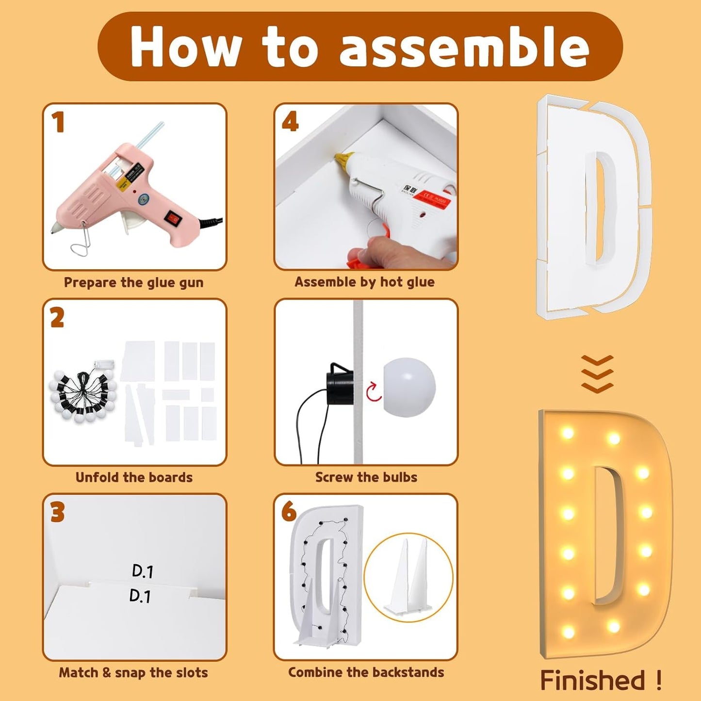 imprsv Marquee Light Up Letters, 4FT Mosaic Letters with Light for Baby Shower Graduation Party Decor, Large D for Engagement Wedding Party Decorations (Need to Assemble)