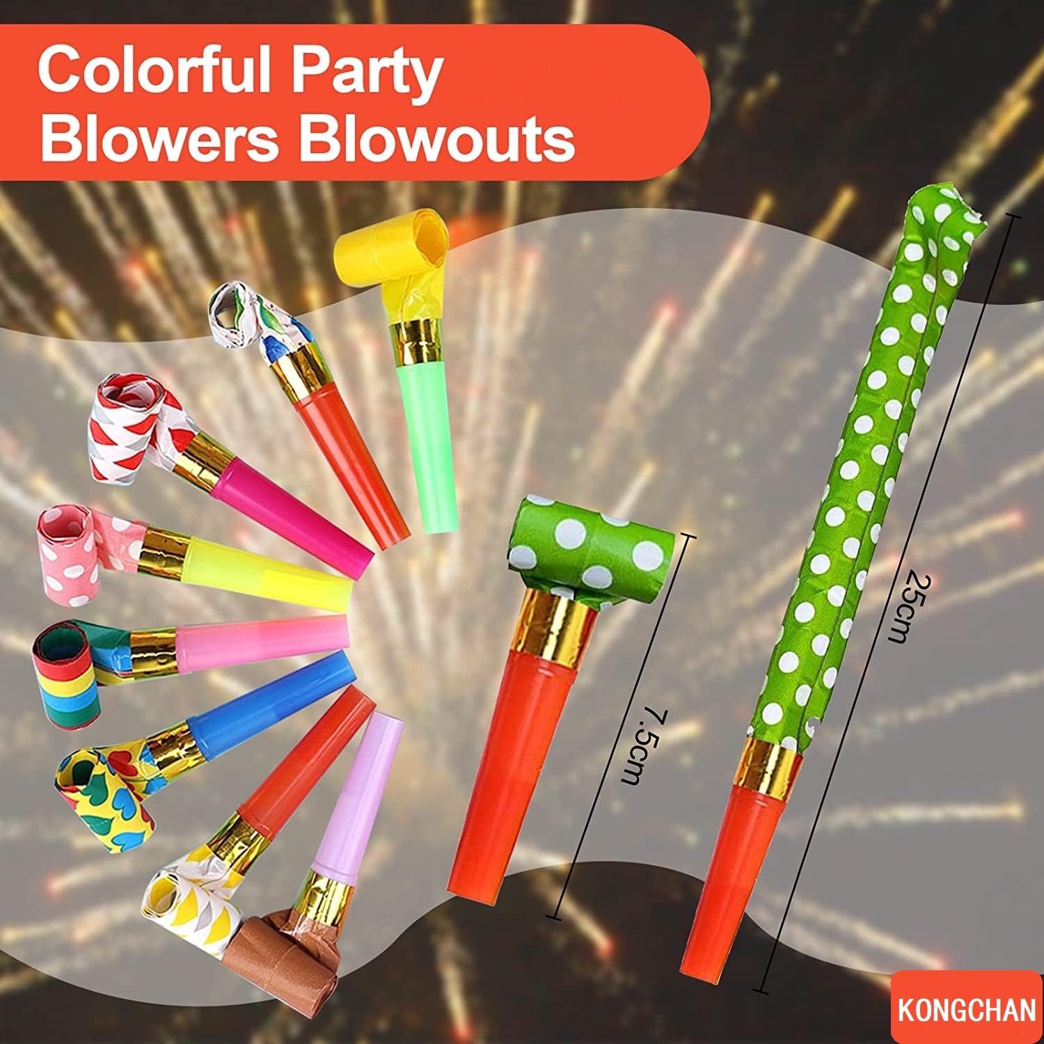 25pcs Party Blowers,Colourful Noisemakers Party Blowouts Squawkers Fringed Noise Maker,Birthday