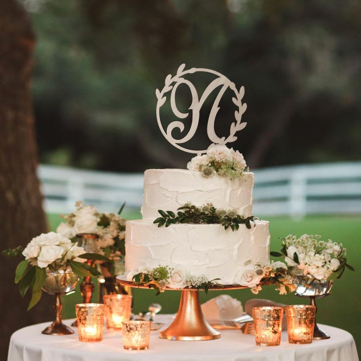 LINGTEER Personalized Inital Letter N Wooden Cake Topper Perfect for Birthday Rustic Wedding Party Keepsake Decoration