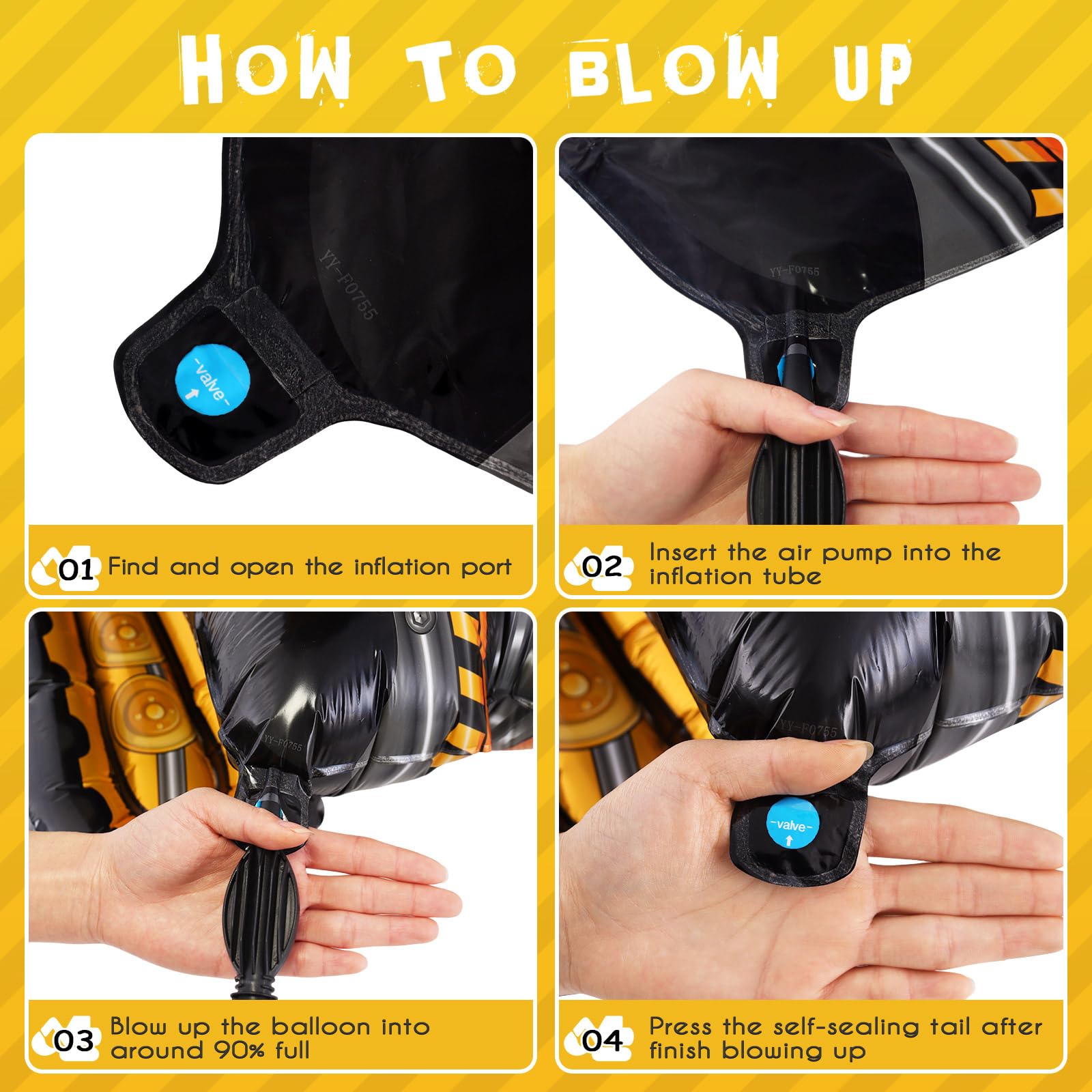 YOTHORN Self Standing 4D Foil Construction Balloon,Large Excavator Balloon, Digger Engineering