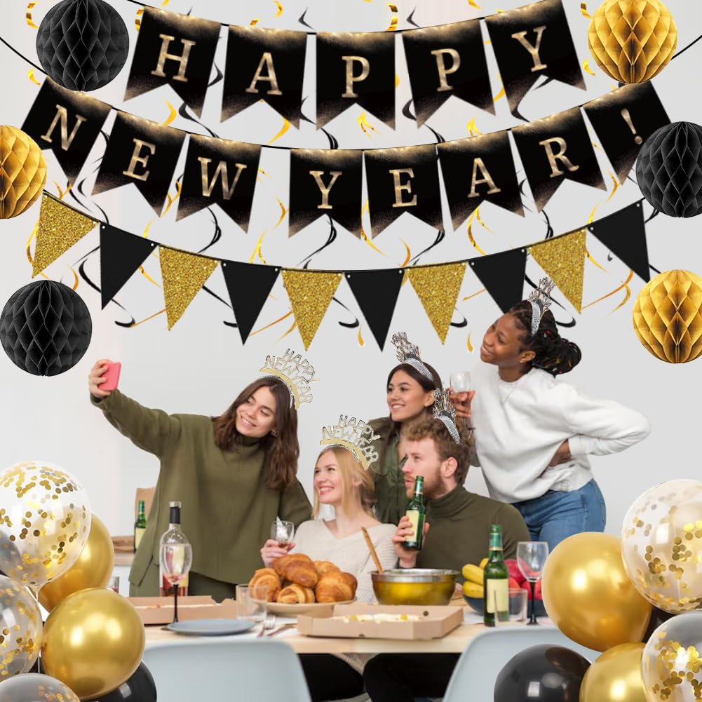Happy New Year Eve Party Supplies 2027– Complete New Years Decorations Set with Happy New Year