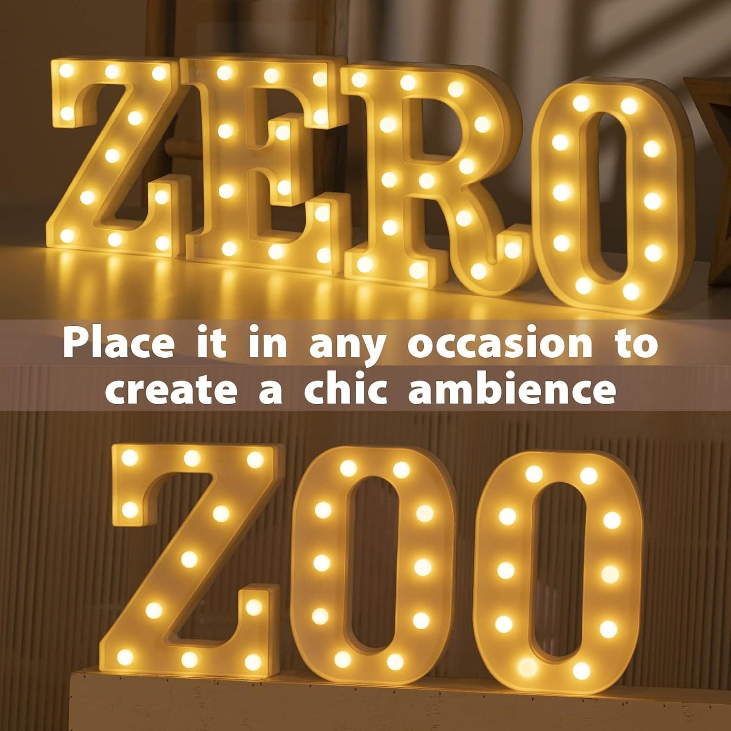 HXWEIYE LED Marquee Letters Lights Sign Z, 26 Alphabet & Number 0-9 Warm White Led Letters for Bar Party Birthday Home Wedding Decor