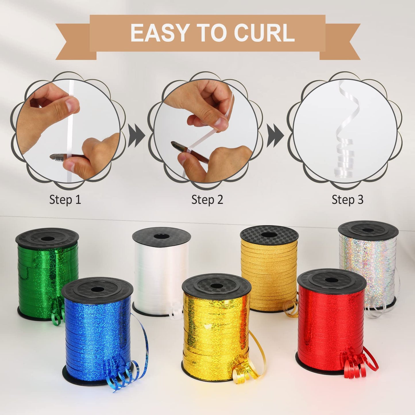 OMISELIO White Curling Ribbon, 500 Yard, 3/16" for Gift Wrapping, Balloon String, Baby Shower
