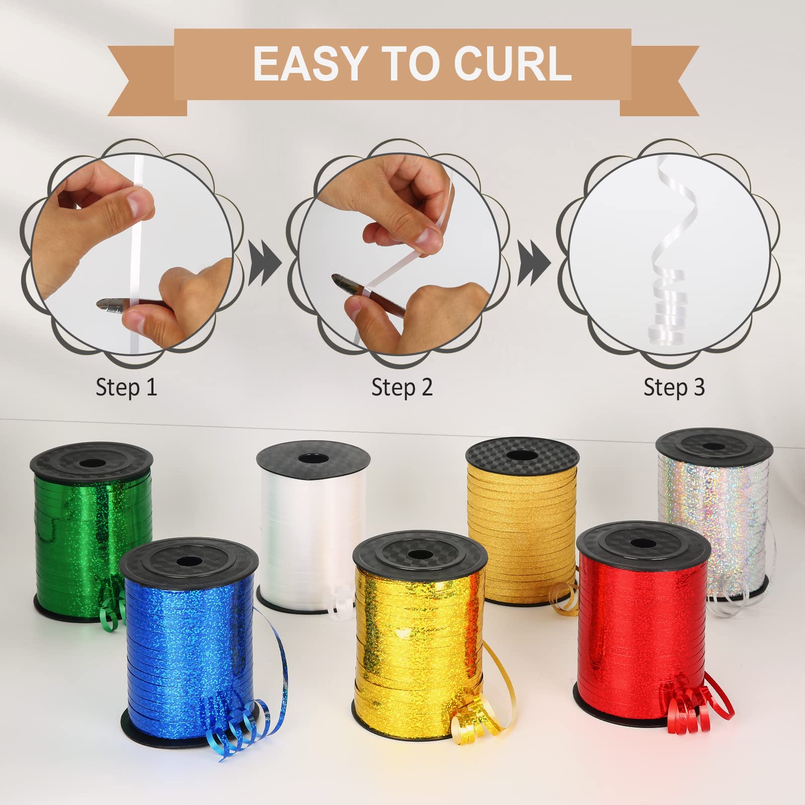 OMISELIO White Curling Ribbon, 500 Yard, 3/16" for Gift Wrapping, Balloon String, Baby Shower