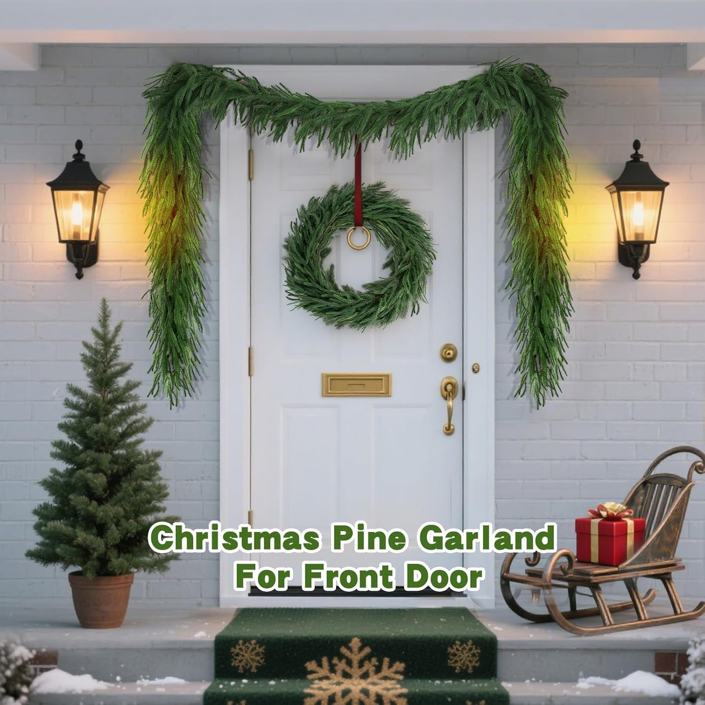 12 FT (2 * 6FT) Norfolk Pine Garland Artificial, Realistic Christmas Greenery for Mantle Table Wall, Real Touch Winter Pine Garland for Christmas Indoor Outdoor Decor (80 Branches)