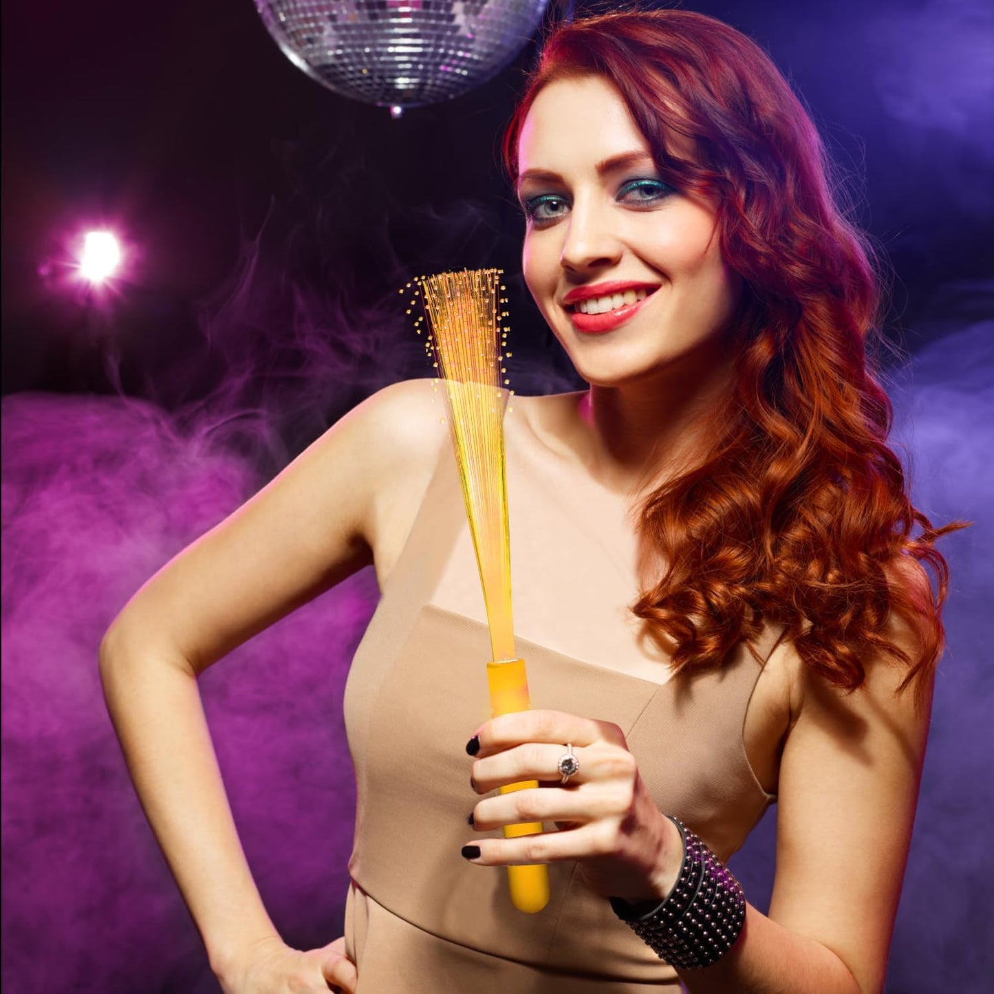 48 PCS Orange Glow Fiber Wands Sticks LED Light Wands 3 Modes Flashing Fiber Optic Light Rod Bulk Fiber Optic Wands Glow in The Dark Party Favors for Bar Wedding Party Supplies