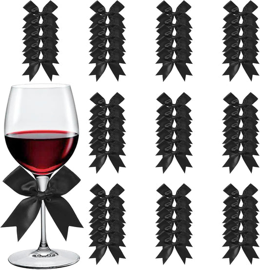 Feluwi Black Gift Wrap Bows (50 Pcs) - 3.3 Inch Elegant Plastic-Free Bows for Christmas Gifts, Birthday Presents, Wedding Friendly Party Supplies, Baby Shower, Gift Bags Decorative Accessories