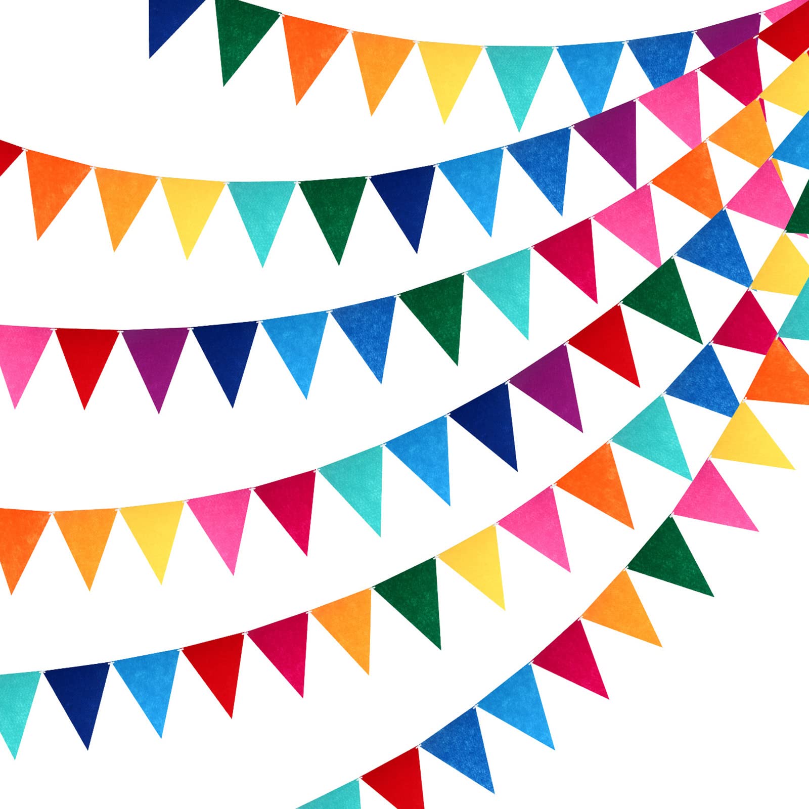 Outus 6 Pack Pennant Banner Flags, 72 Flags/8.2 ft, Rainbow Colors