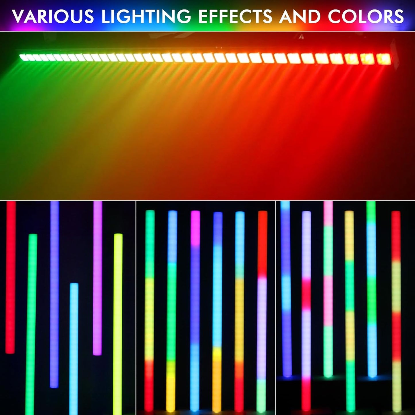 LED Stage Wash Light Bar - OPPSK 120W 36LEDs RGBW DMX Light Bar with Detachable Cover Chasing Function 41 Static Colors & 56 Shows LED Beam Light for Wedding Church DJ Live Events Stage Lighting