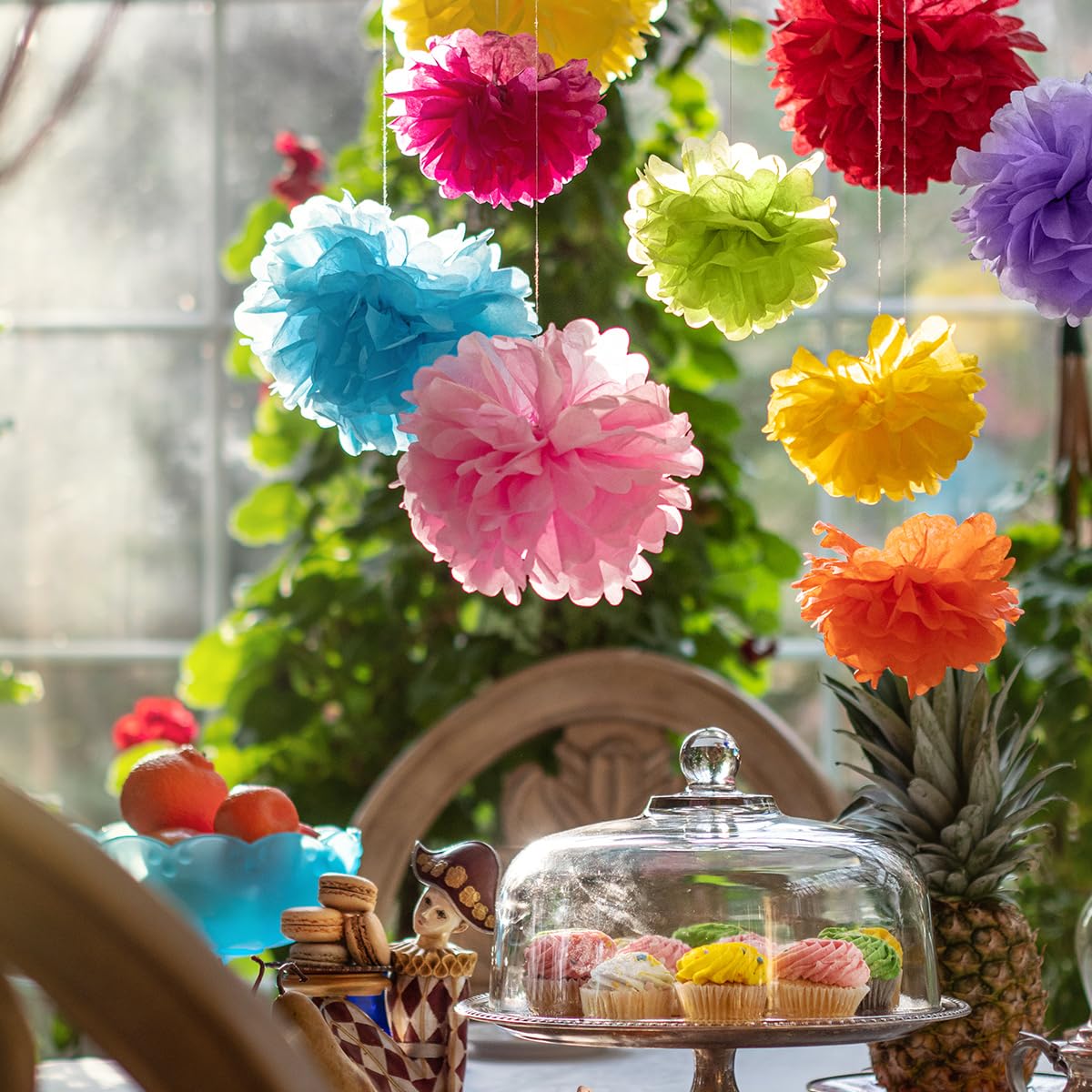 Tissue Paper Pom Poms - Large Tissue Paper Flowers for Fiesta Parties, Baby Shower Decorations