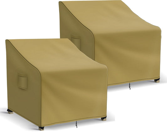 Patio Furniture Covers Waterproof for Chairs, Lawn Outdoor Chair Covers 2 Pack, Patio Chair Covers for Outdoor Furniture Fits up to 37W x 40D x 30H inches, Khaki
