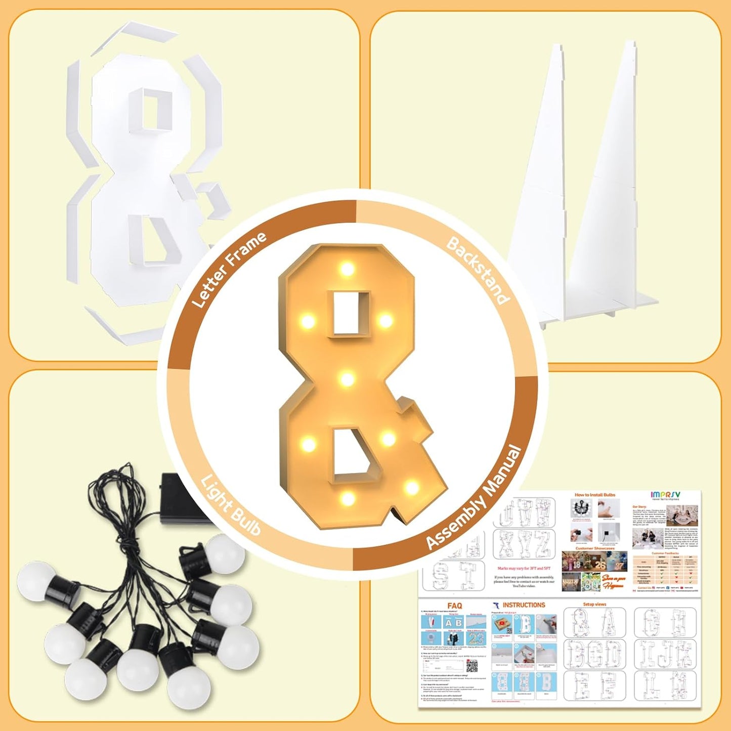 imprsv 3FT Large Light up Letters, Marquee Light up Letters for Birthday Party (3FT, Letter &)