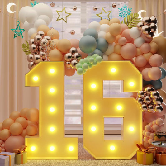 imprsv 3FT Marquee Light Up Numbers, Marquee Numbers 16th Birthday Decorations for Girls Boys, 16th Birthday Women Foam Board Anniversary Party Decorations Arch Kit (DIY)
