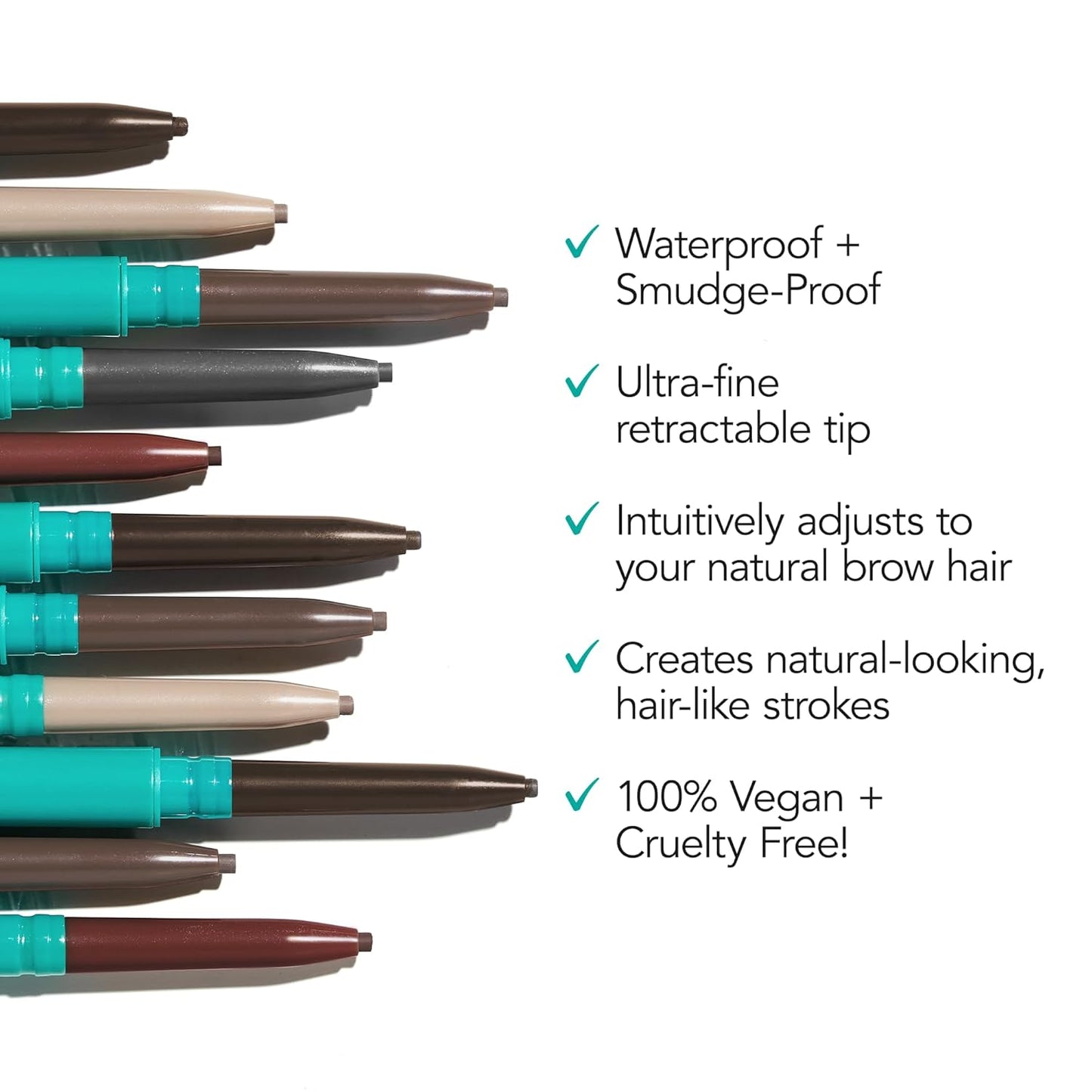 Thrive Causemetics Infinity Waterproof Eyebrow Pencil, Retractable Brow Pencil with Hyaluronic Acid, Shea Butter, Dual Ended Eyebrow Brush Spoolie, Fine Tip, Vegan, Cruelty Free, Audrey (Medium Brown)