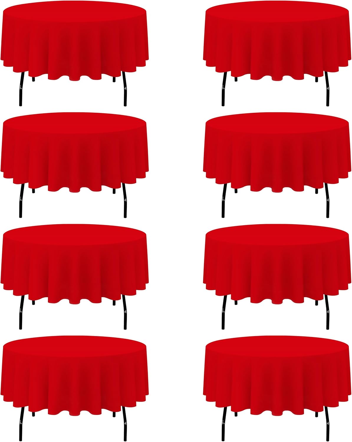 BRILLMAX 8 Pack Red Round Tablecloths 90 Inch - Circle Bulk Linen Polyester Fabric Washable Table Cloth Cover for Wedding Reception Banquet Birthday Party Buffet Restaurant