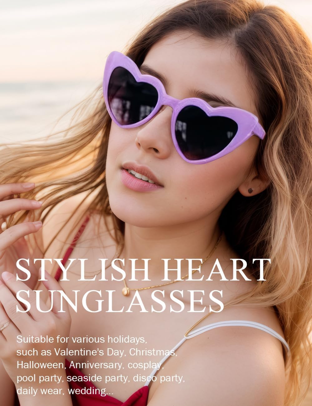 8 Pack Heart Sunglasses Vintage Cat Eye Heart Glasses Retro Bachelorette Bride Sunglasses Bulk for Women