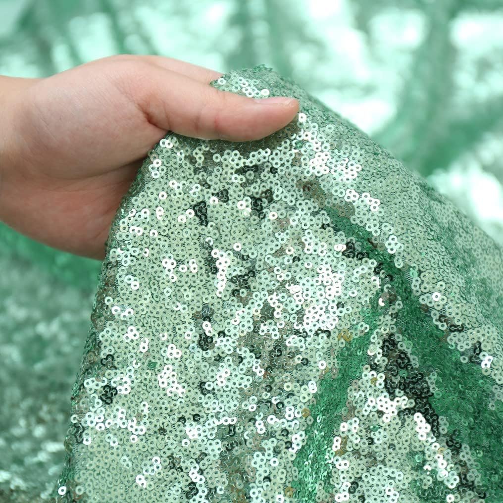 SquarePie Sequin Tablecloth 60 x 120 Inch Mint Green Sparkly Table Linen for Wedding Party