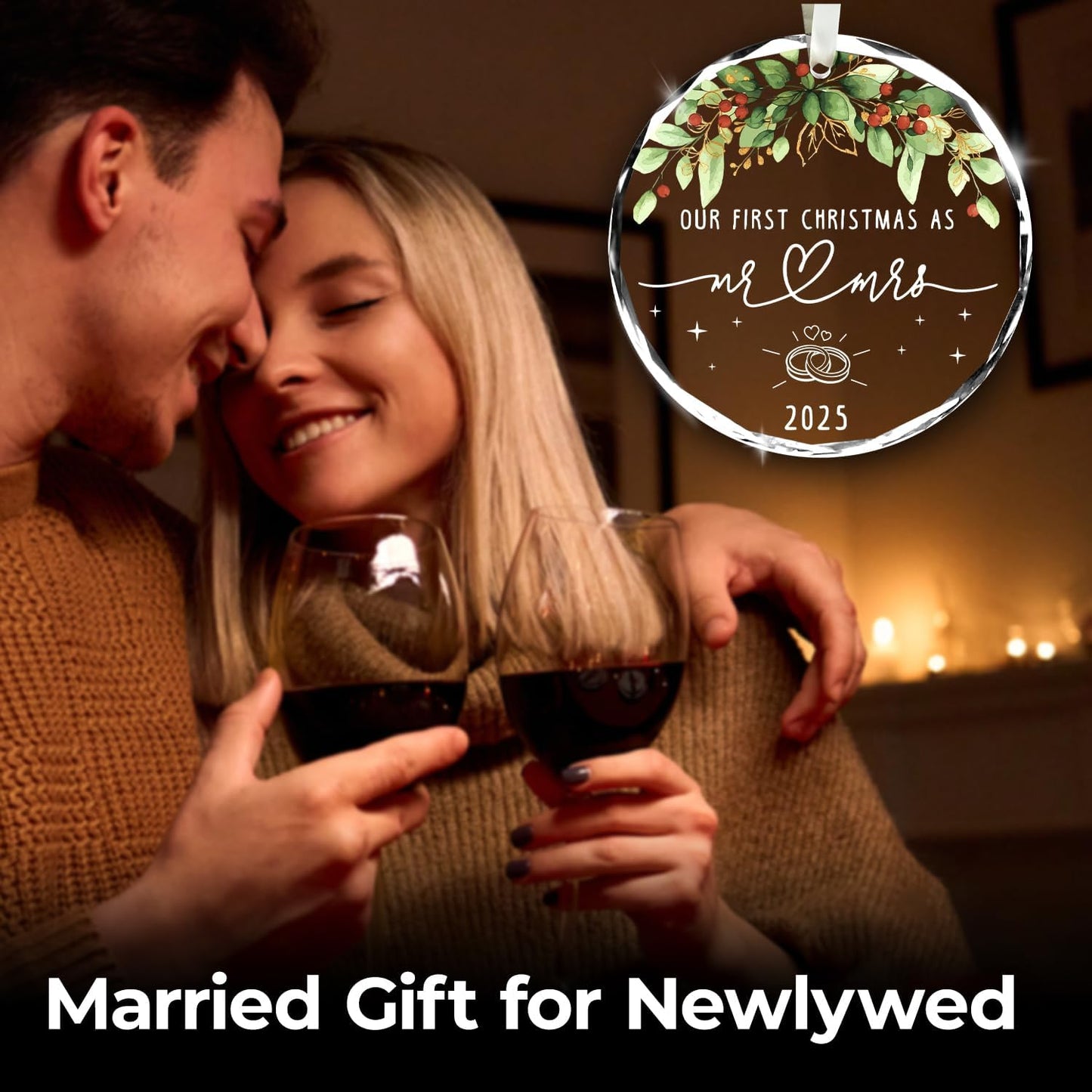 NewEleven Wedding Gifts for Couples 2025 - Mr and Mrs, Just Married Gifts for Couple, Newlywed - Wedding Ornament, Meaningful Gift from Friend, Family - Christmas Ornament