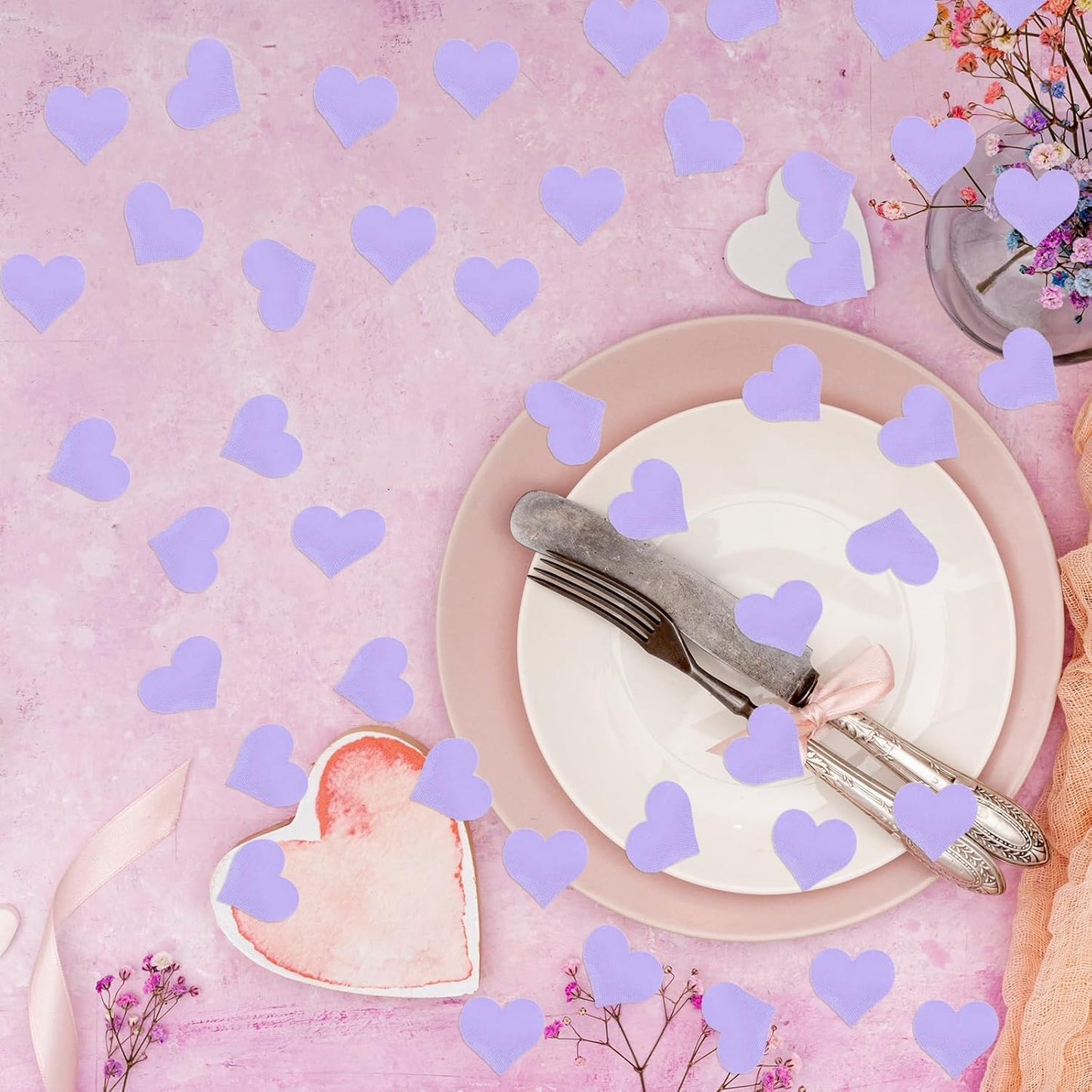 100pcs Purple Heart Sponge Confetti Decor Heart Confetti Heart Shape Petals Scatter Confetti Table Wedding Decoration Valentine’s Day Confetti for Wedding Valentine's Day Party Supplies