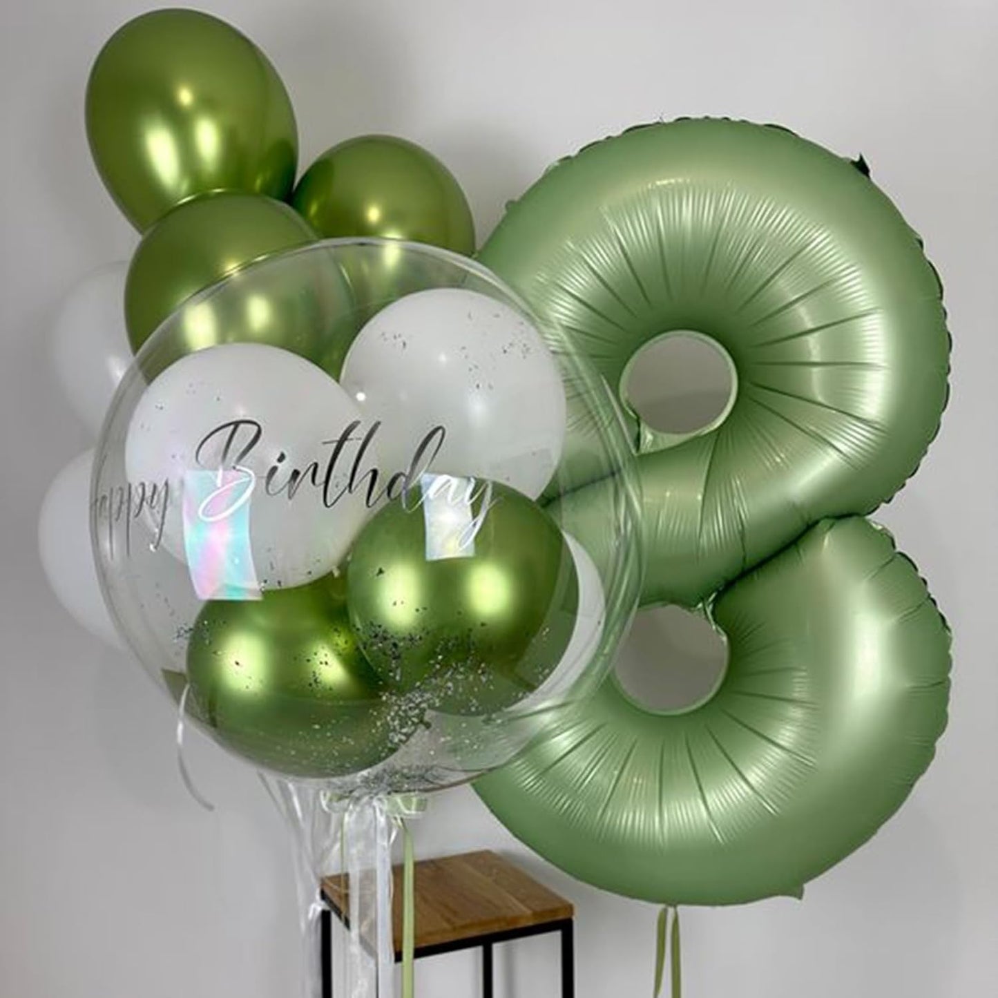 40 Inch Olive Green Number 8 Balloon 40 Inch Big Self Inflating Foil Number Balloons 0-9,Light green Digital 8 Helium Balloon for 8th 18th 28th Girls Birthday Graduation Anniversary Party Decoration
