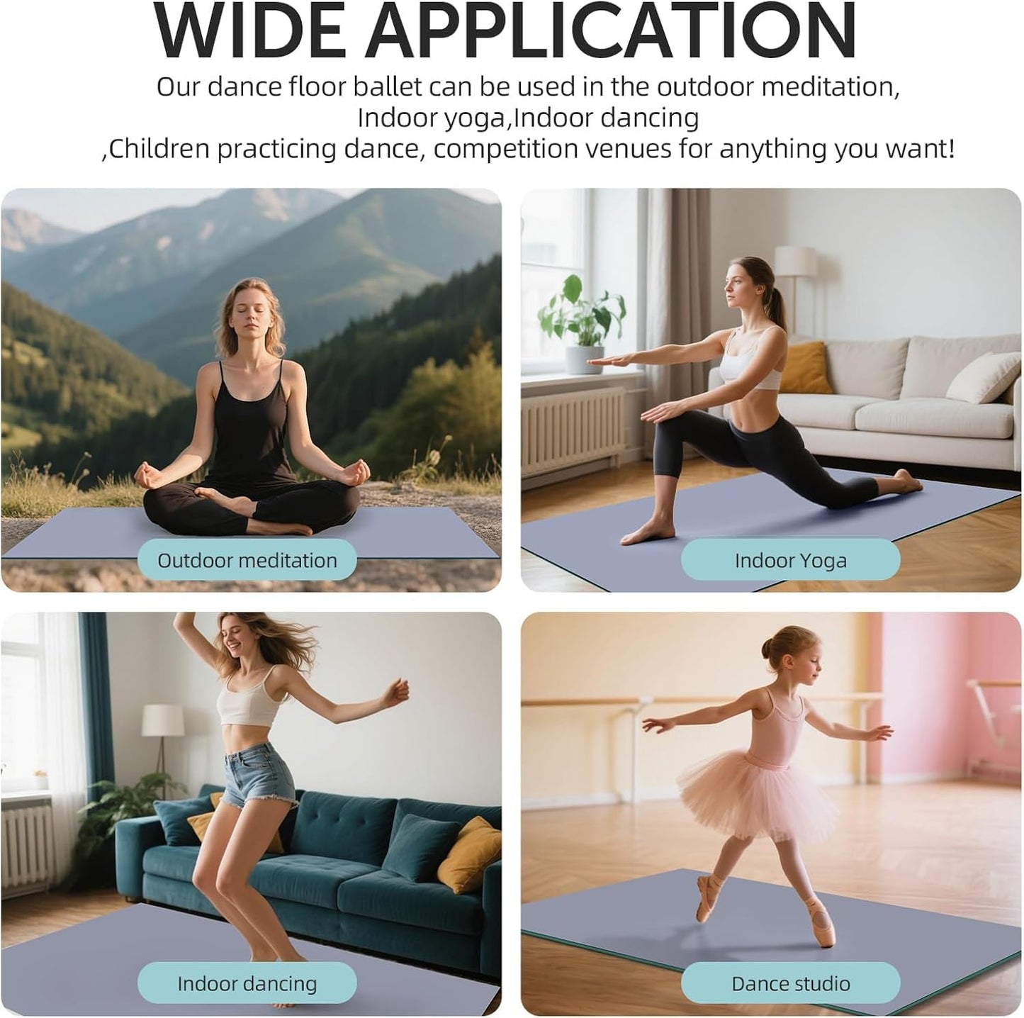 Dance Floor Mat Ballet Dance Floor Heavy-Duty 4MM PE Practice Floor for Ballet, Jazz, and Pop Portable and Non-Slip Dance Flooring for Adults and Kids