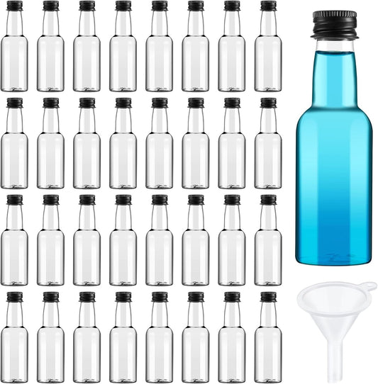 Tessco 100 Pcs Mini Liquor Bottles Plastic Mini Salad Dressing Bottle Christmas Small Shooter Alcohol Holders with Cap Wine Hot Sauce(2.5 Oz,Black)