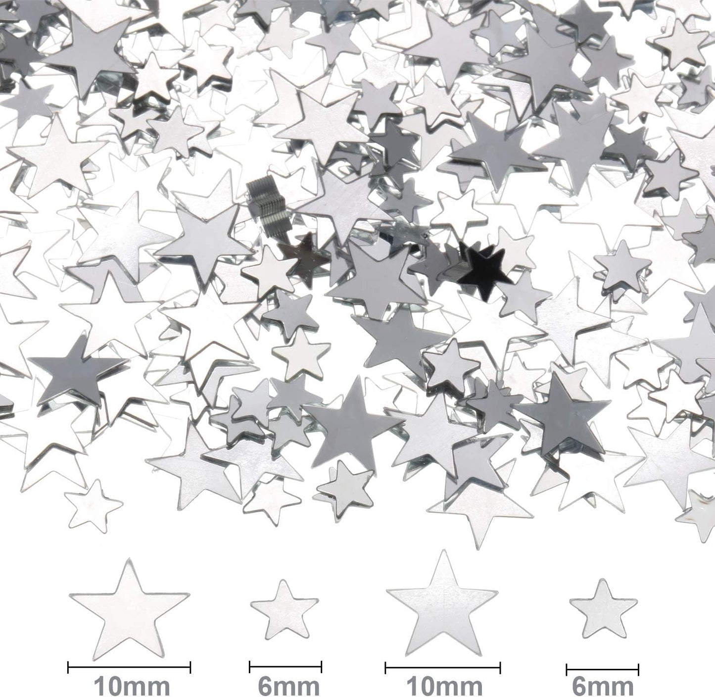Hestya 60g Star Confetti Glitter Table Confetti Metallic Foil Stars for Party Wedding Festival Decorations(Silver,10mm and 6mm)