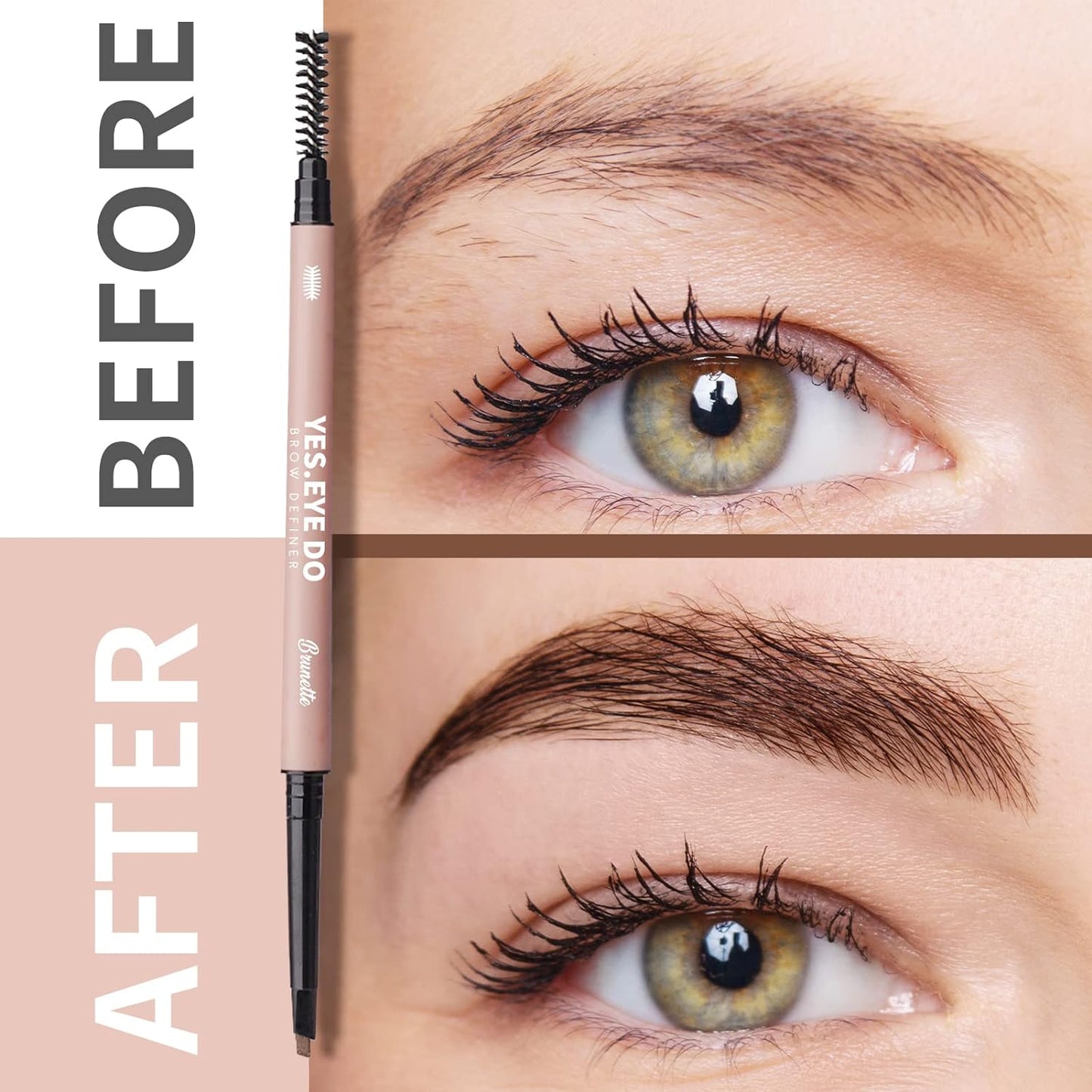 Blonde Eyebrow Pencil, Retractable Eyebrow Pen Blonde with Spoolie Brush for Filling and Shaping, Dual-ended Brow Microfilling Pen for Sparse Brows, YES.EYE DO