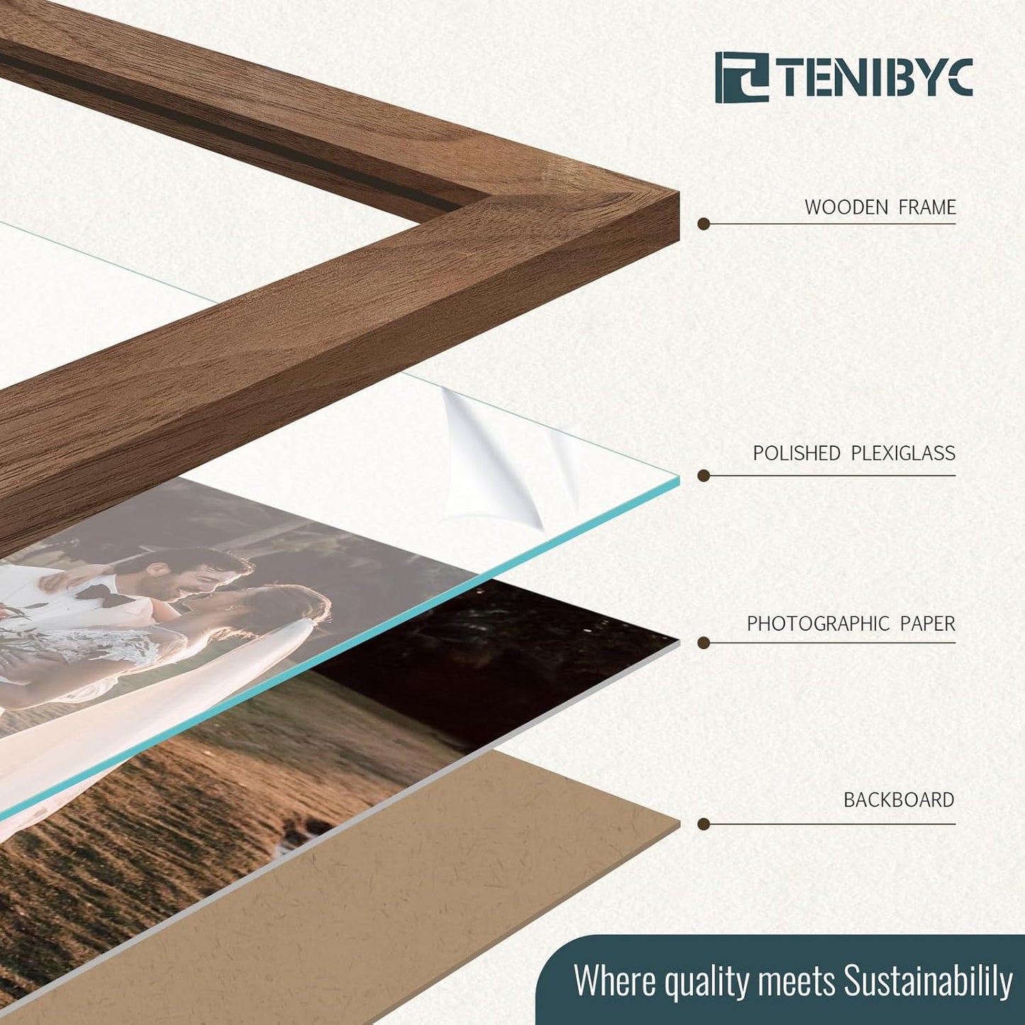 20x30 Poster Frame 4 Pack - Walnut, Brown Wood Picture Frame, Dissplay Photos, Posters and Puzzles, Horizontal or Vertical Wall Hanging