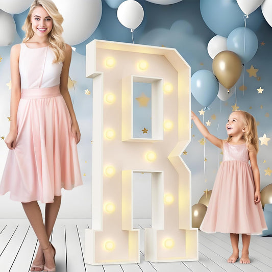 Ledido 4FT Marquee Light Up Letters Large Light Up Letters for Party Decoration, Marquee Letter for Birthday Graduation Baby Shower Wedding, Pre-cut Foam Board Assembly Required Letter R