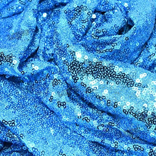 QueenDream Aqua Blue Tablecloth 90 x 132 Inch Sequin Tablecloth for Party Decorations Glitter Tablecloth for Bridal Baby Shower Wedding