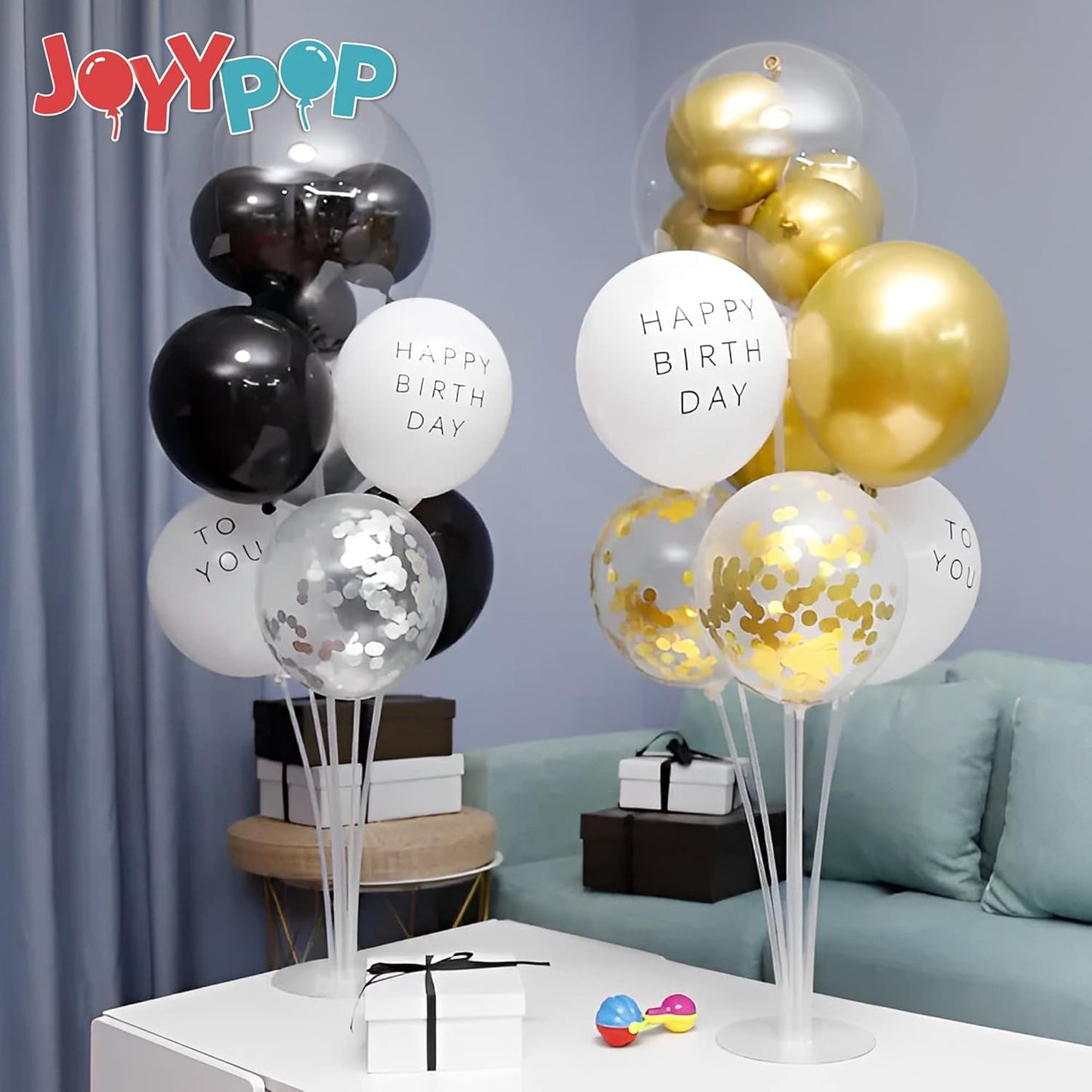 JOYYPOP 7 Sets Balloon Stand Kit, Balloon Sticks with Base Party Supplies Birthday Graduation Party Decorations Wedding