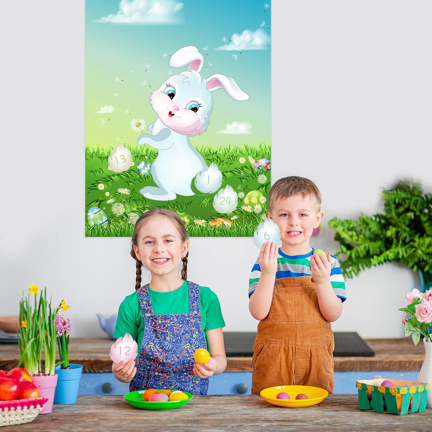 ASTARON Pin The Tail on The Bunny Game for Birthday Party, Easter Party Game with 24 pcs Tail