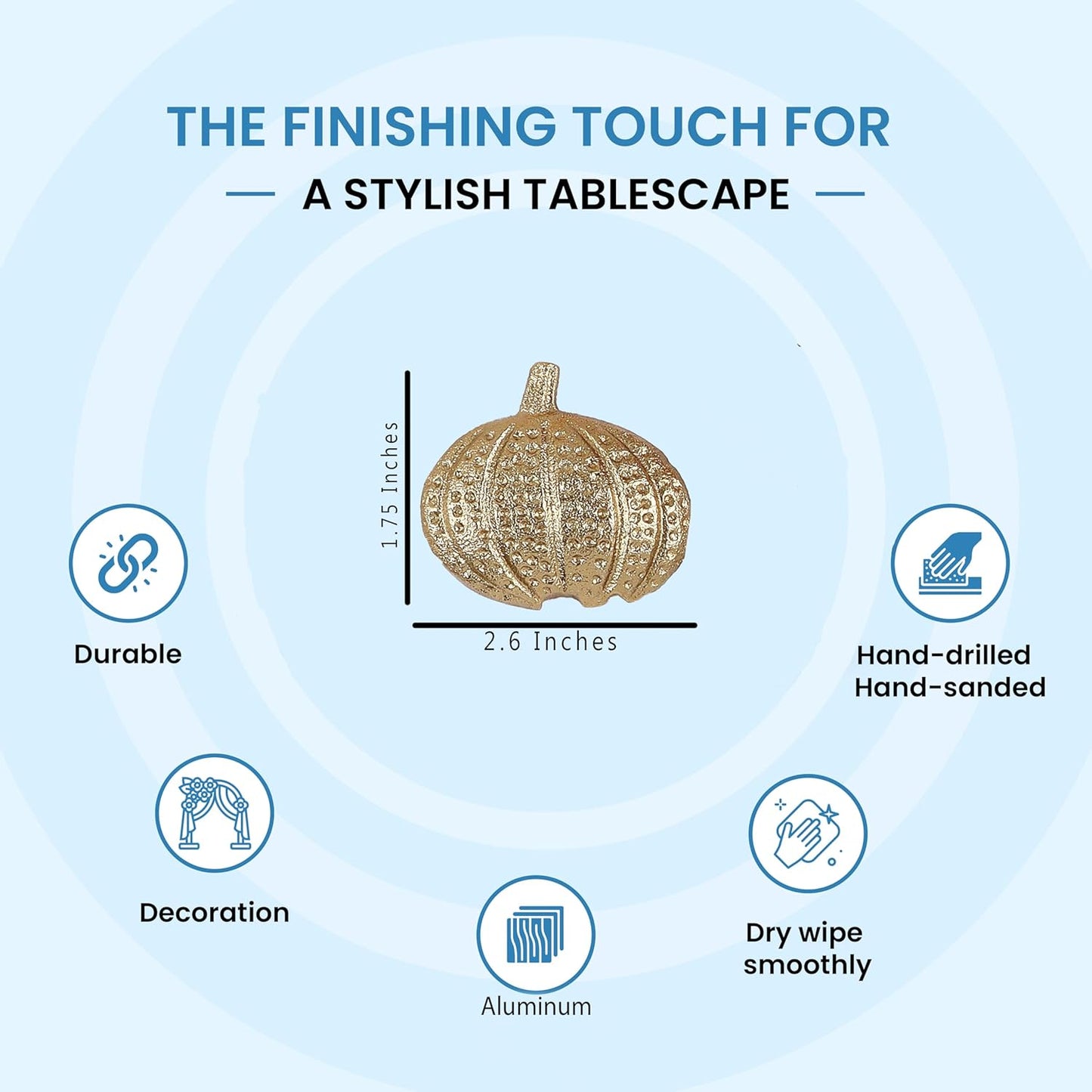 Gold Lightweight Metal Napkin Rings Set of 12 - Pumpkin Elegant Napkin Holders Modern Serviette Buckles Metallic Adornment for Table Settingsfor Thanksgiving, Fall, Halloween & Holiday - CLEENTABLE